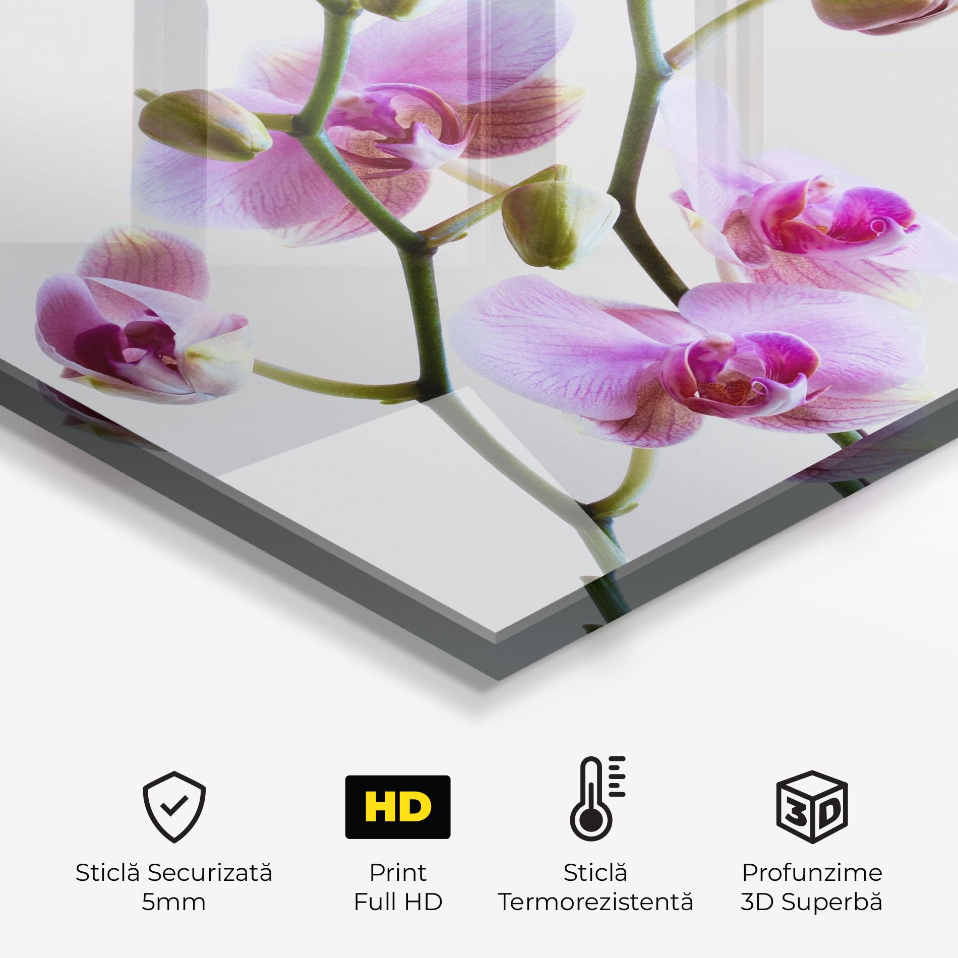 Panou Sticla Bucatarie Purple Orchid On Grey mockup 2