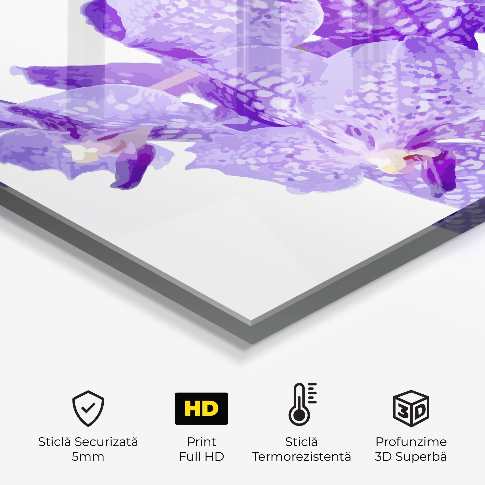Panou Sticla Bucatarie Purple White Orchid mockup 2