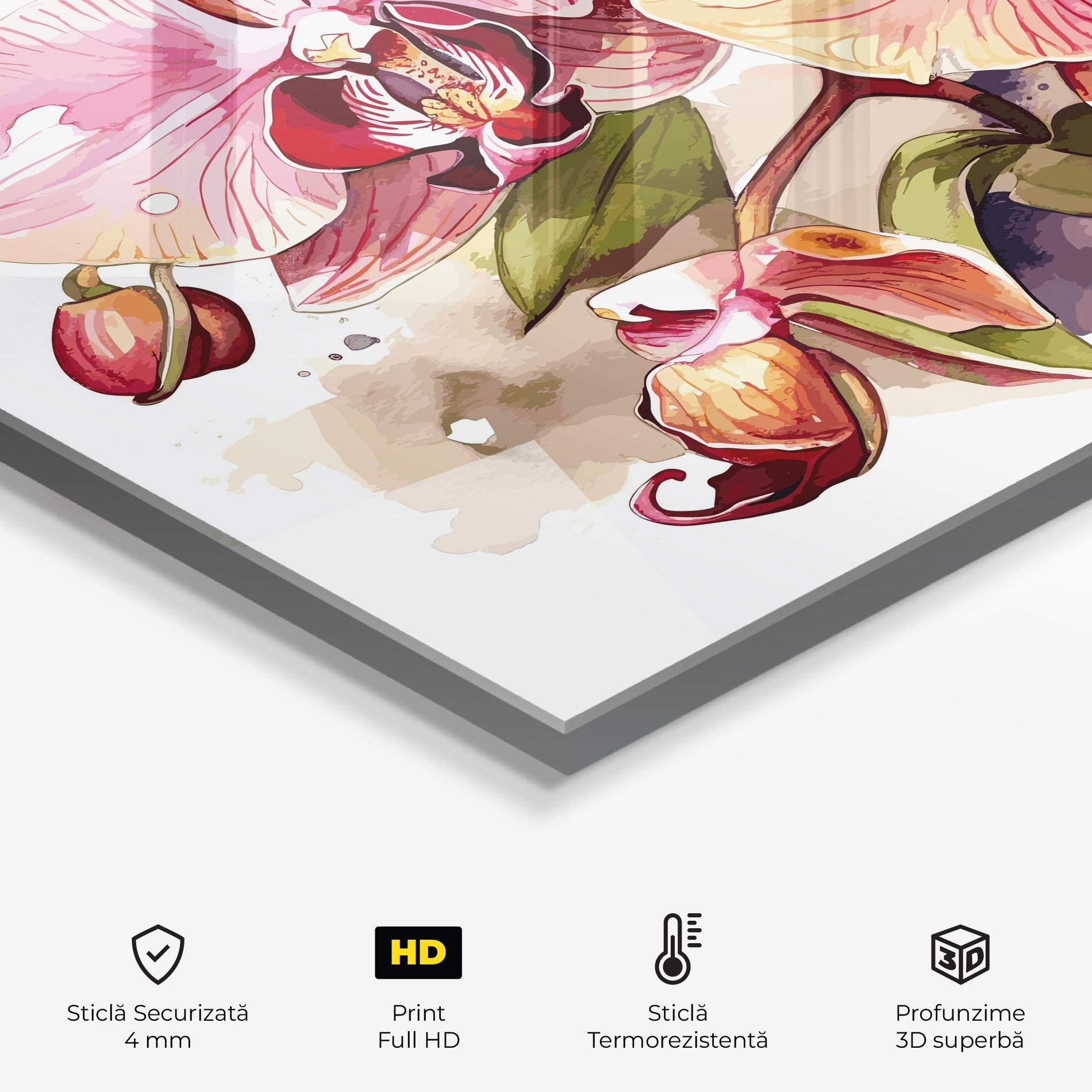 Panou Sticla Bucatarie Beautiful Orchids Art mockup 2