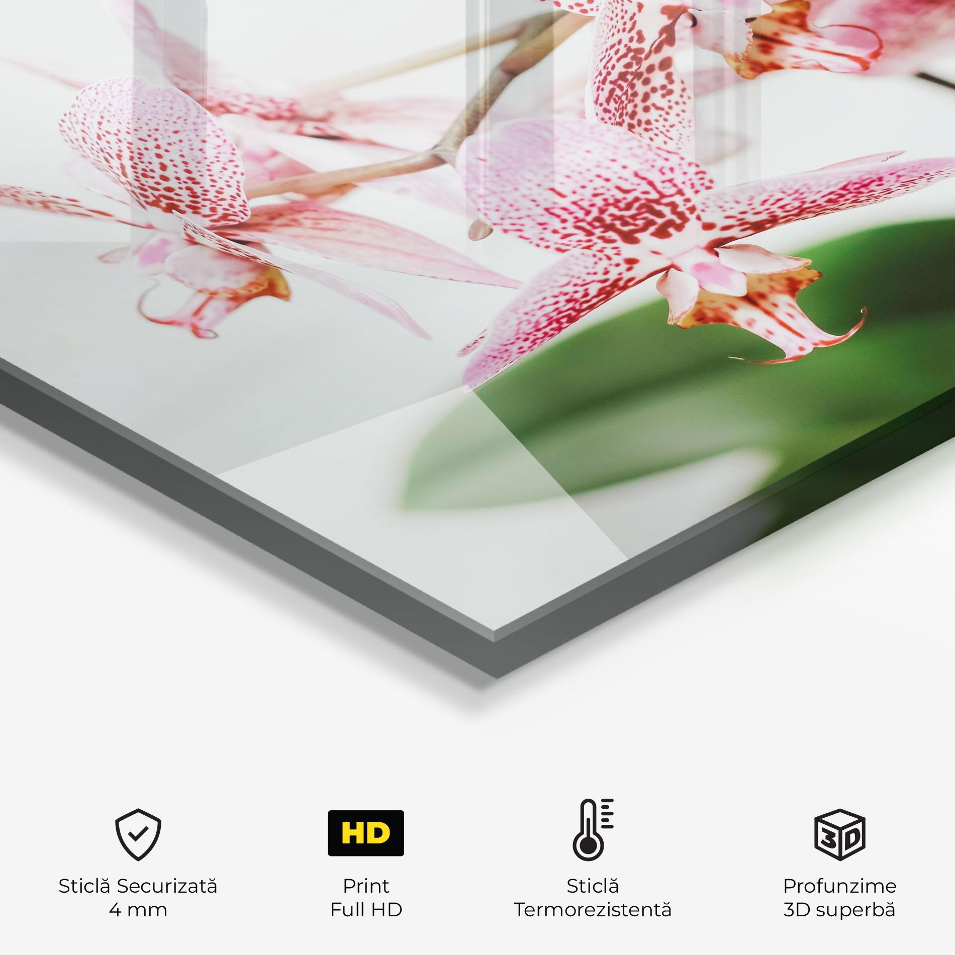 Panou Sticla Bucatarie Green Orchids mockup 2