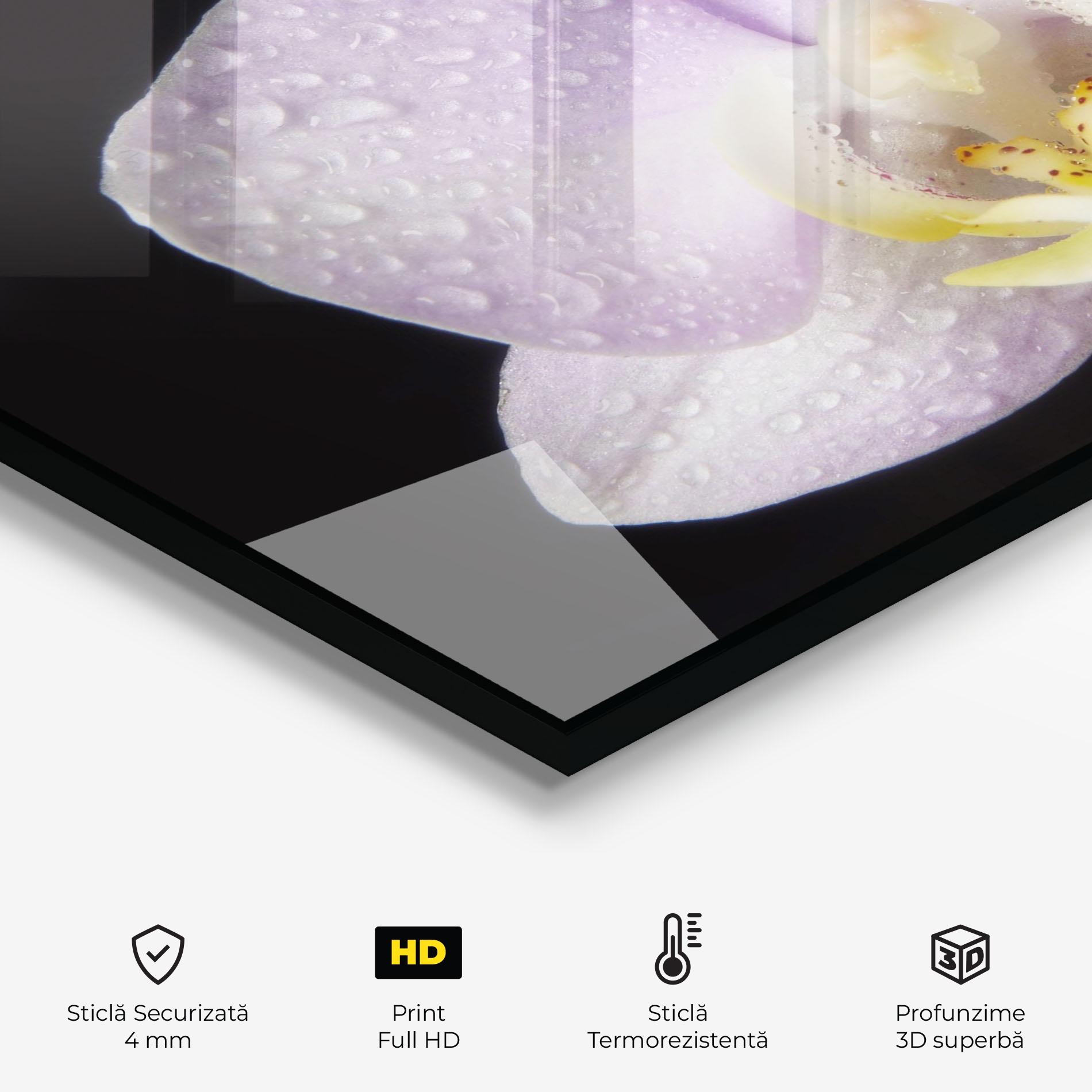 Panou Sticla Bucatarie Light Purple Orchid After Rain mockup 2