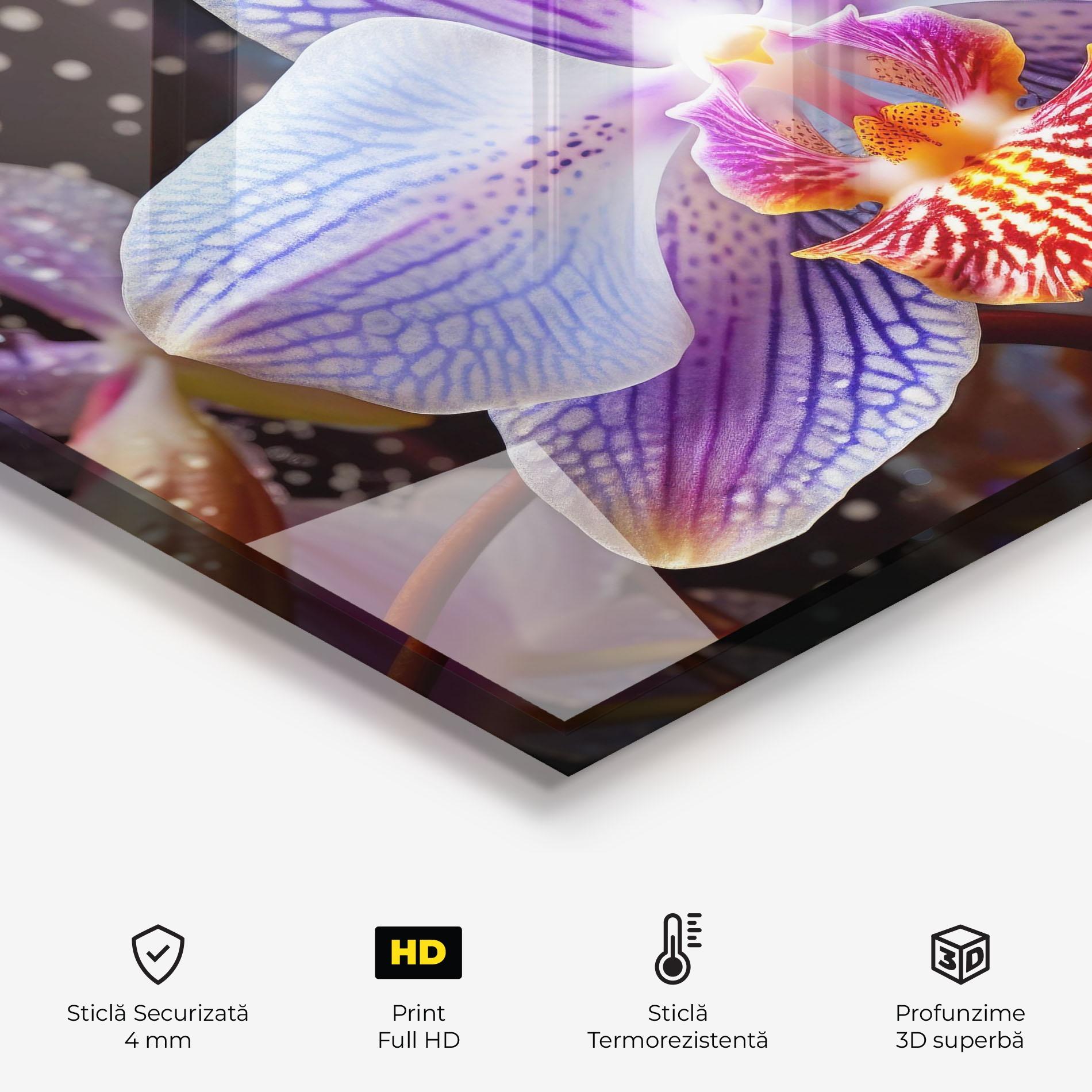 Panou Sticla Bucatarie Light Purple Orchid Art mockup 2