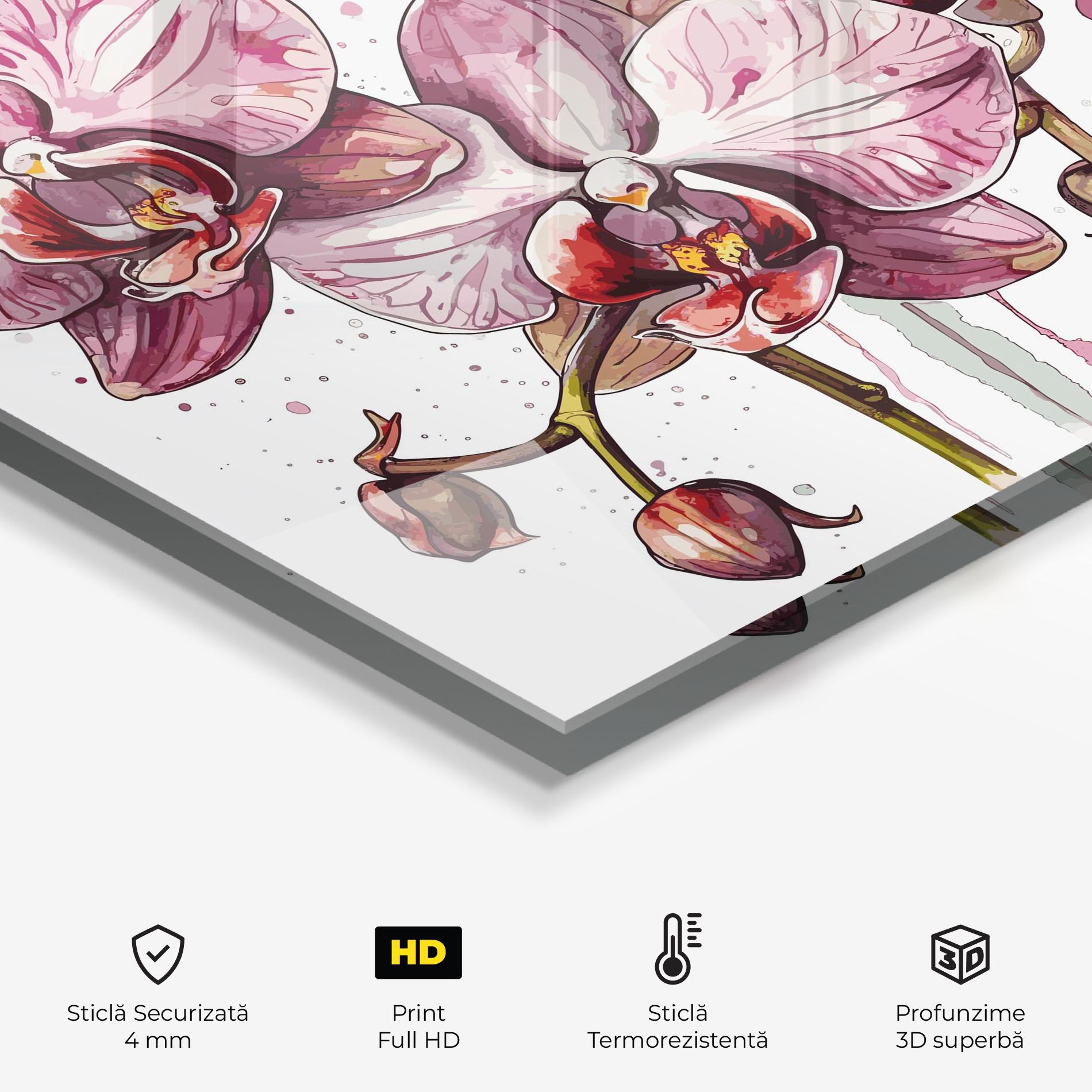 Panou Sticla Bucatarie Orchid Art mockup 2