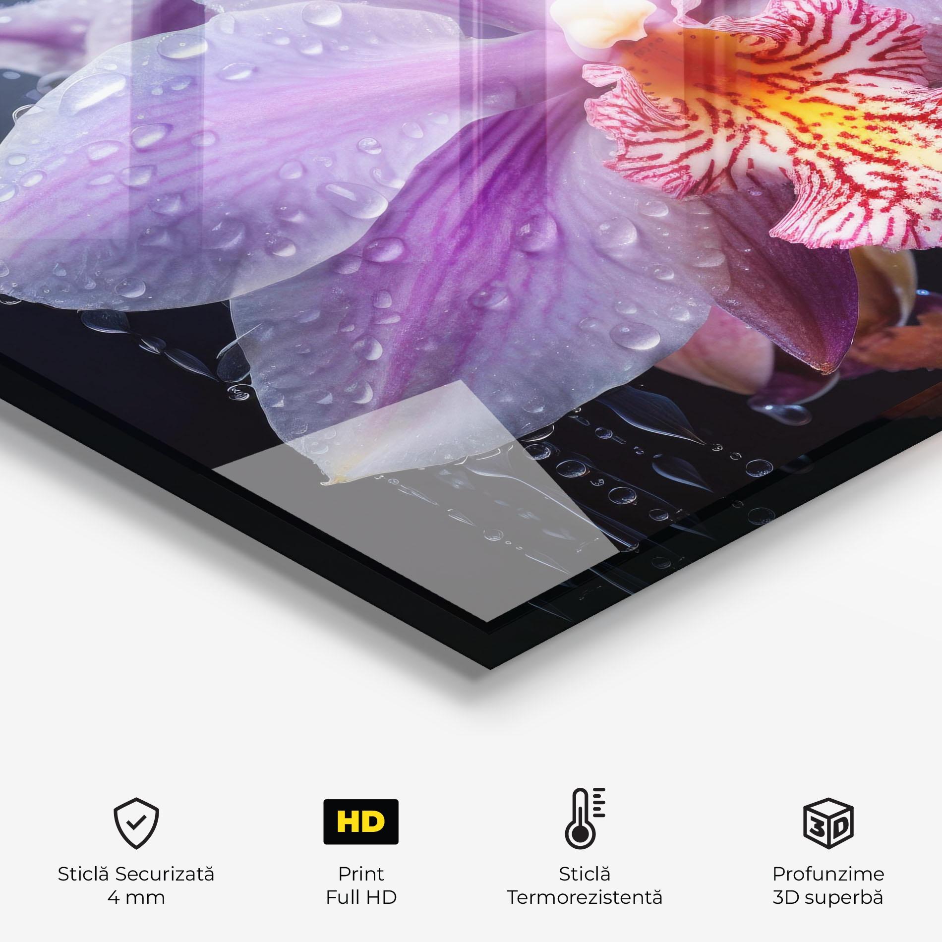 Panou Sticla Bucatarie Orchid In Rain mockup 2