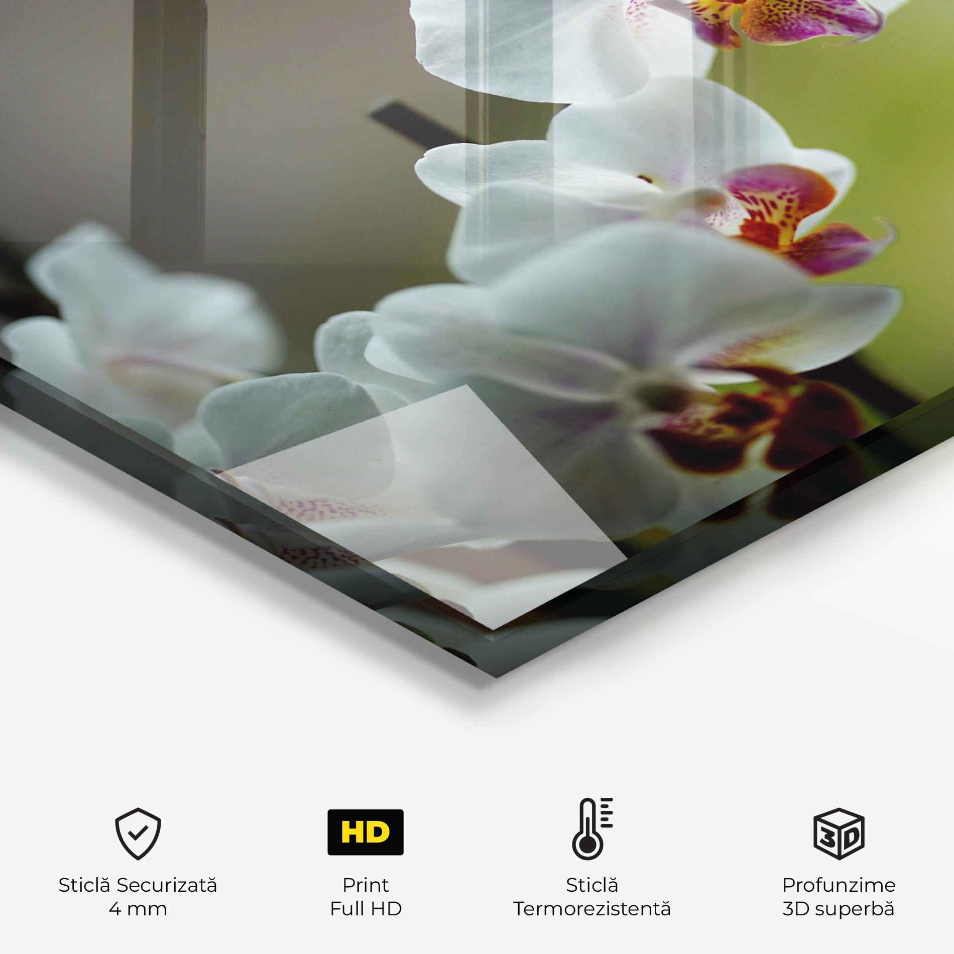 Panou Sticla Bucatarie Pretty Orchid In Nature mockup 2