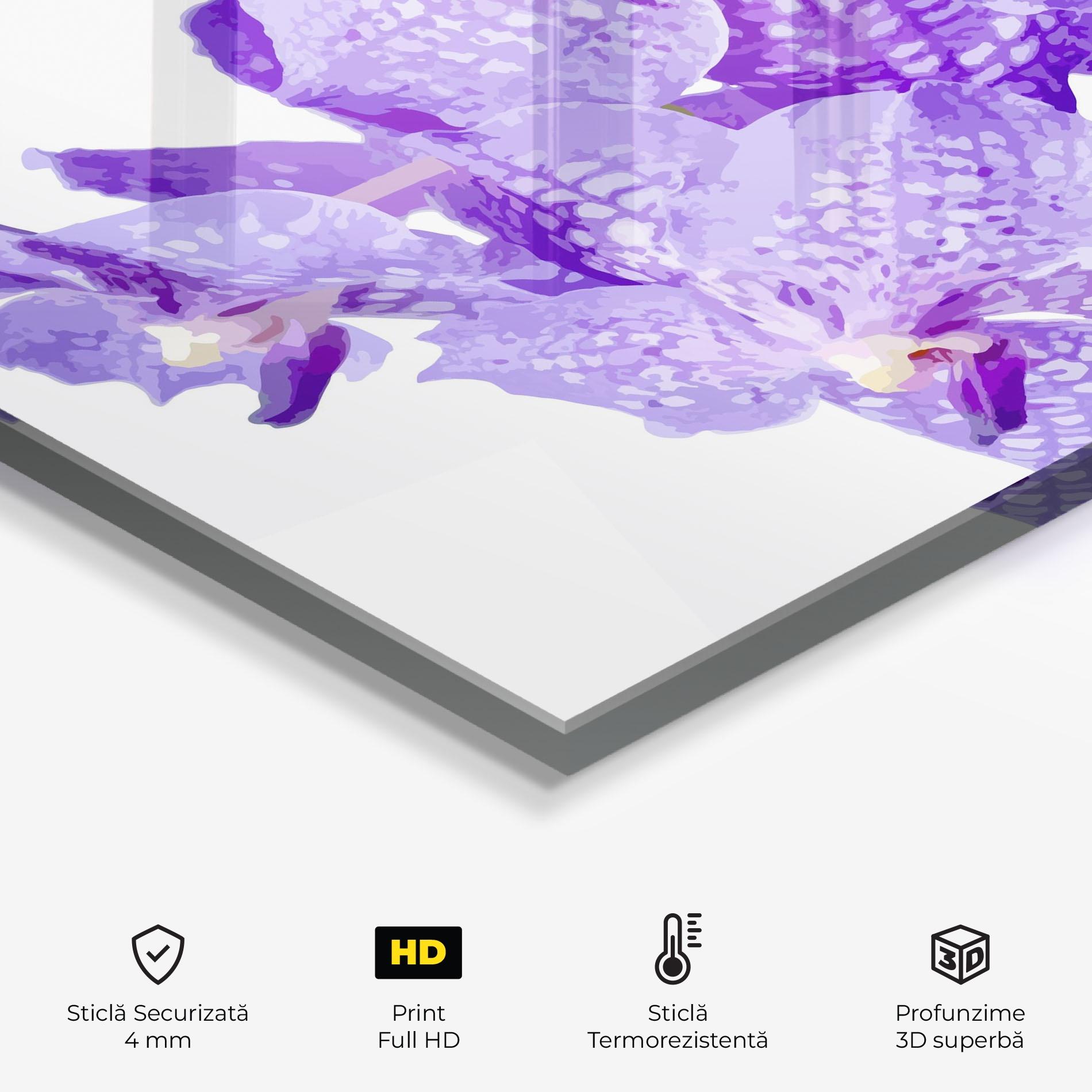 Panou Sticla Bucatarie Purple White Orchid mockup 2