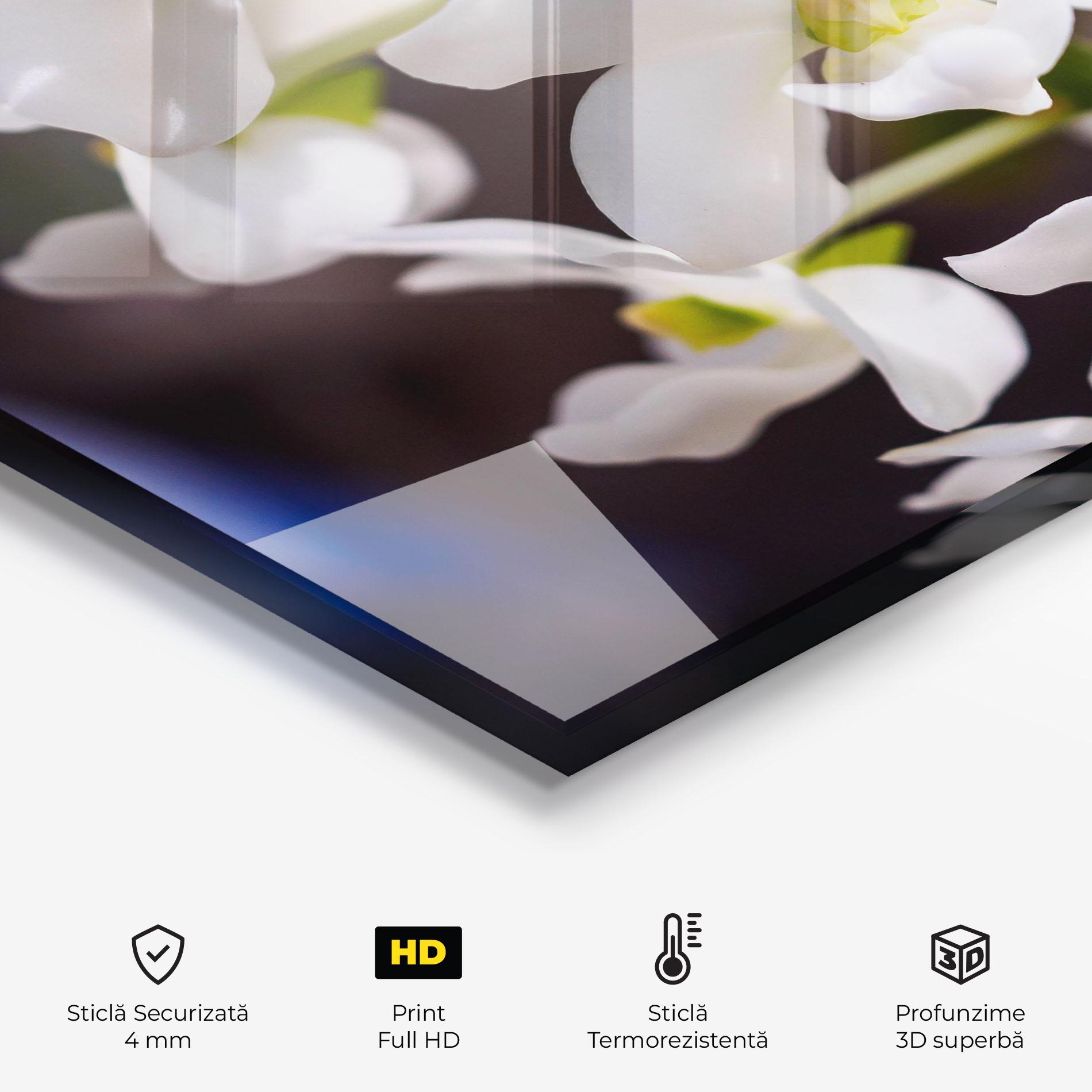 Panou Sticla Bucatarie Small White Orchids mockup 2