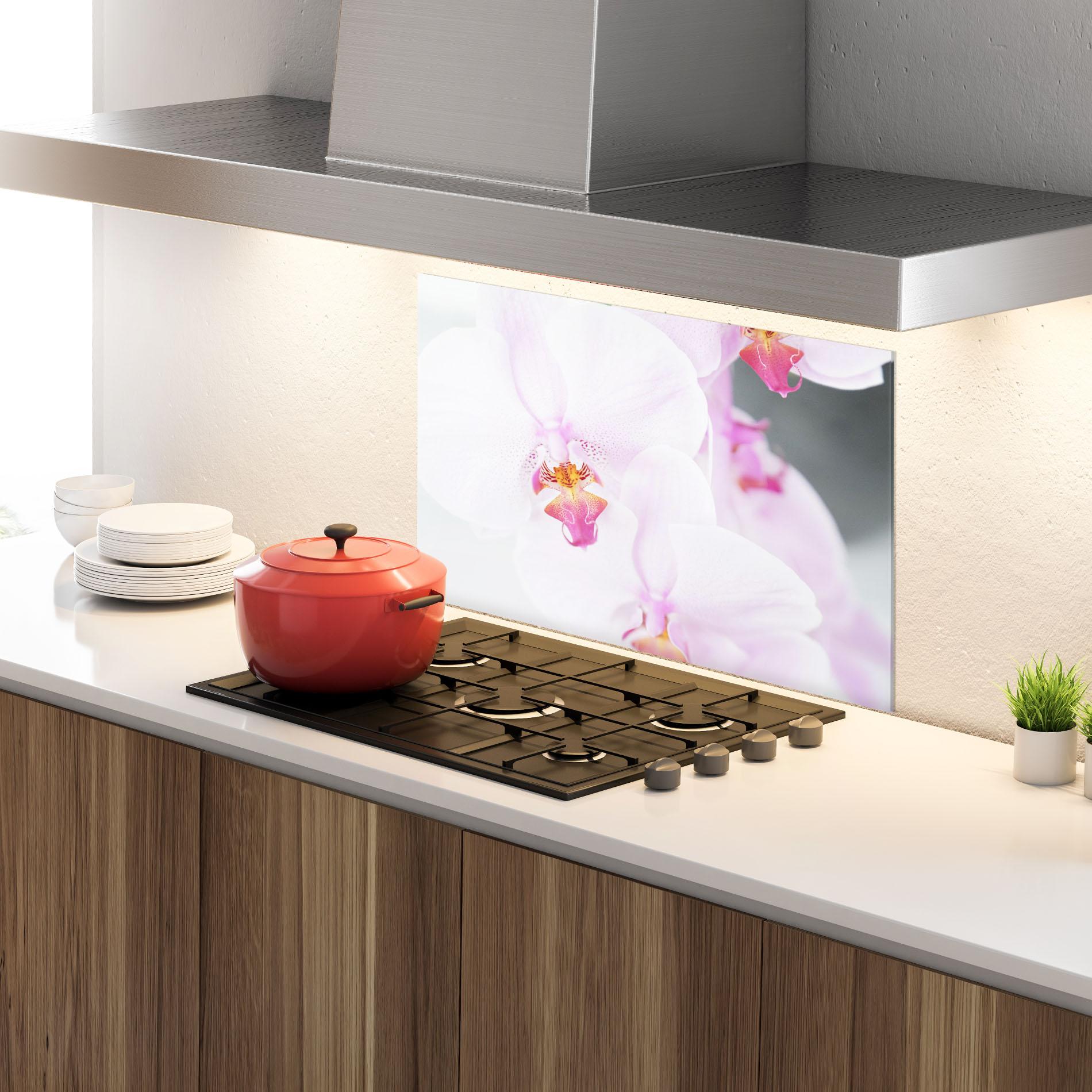 Panou Sticla Bucatarie Light Purple Orchid mockup 4