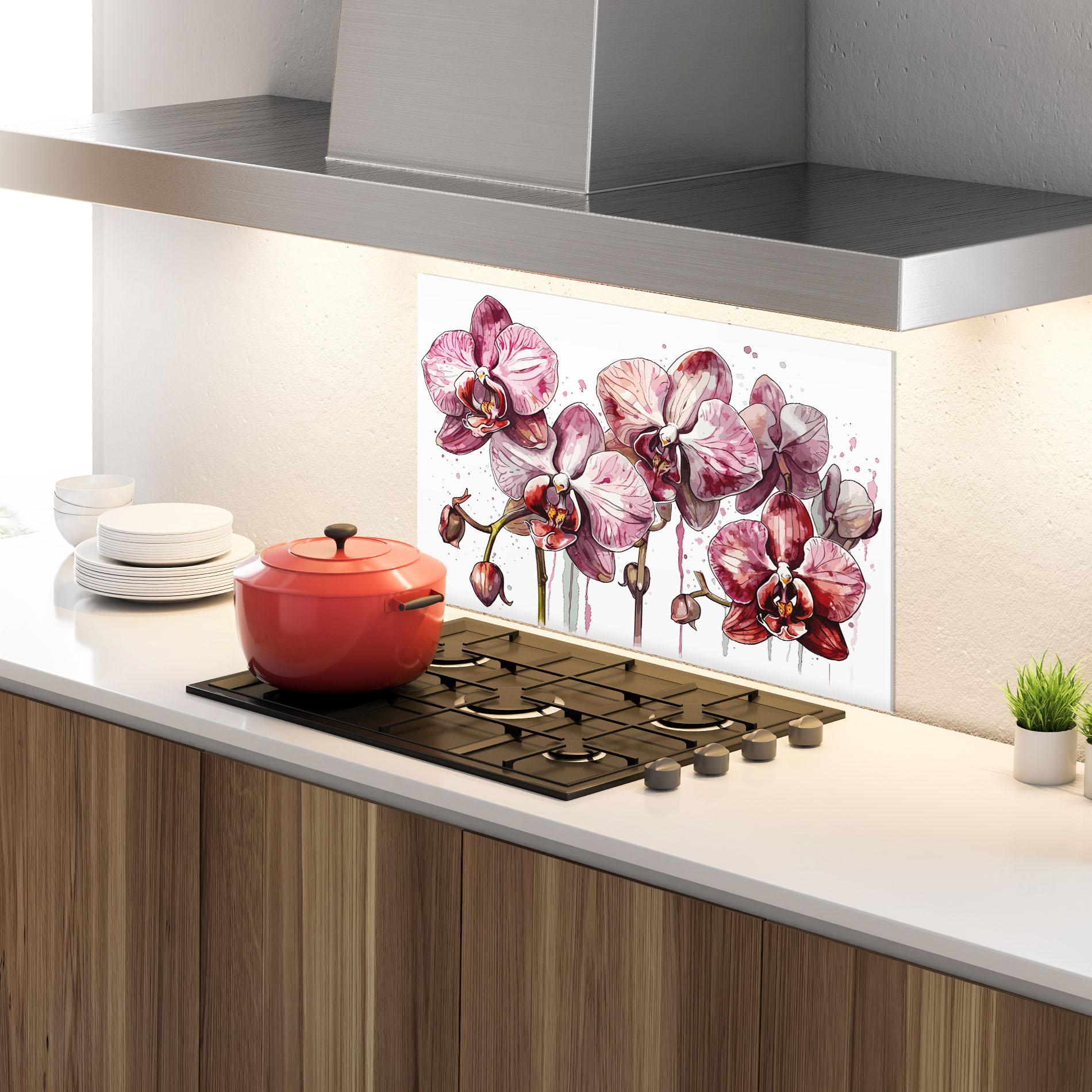 Panou Sticla Bucatarie Orchid Art mockup 4