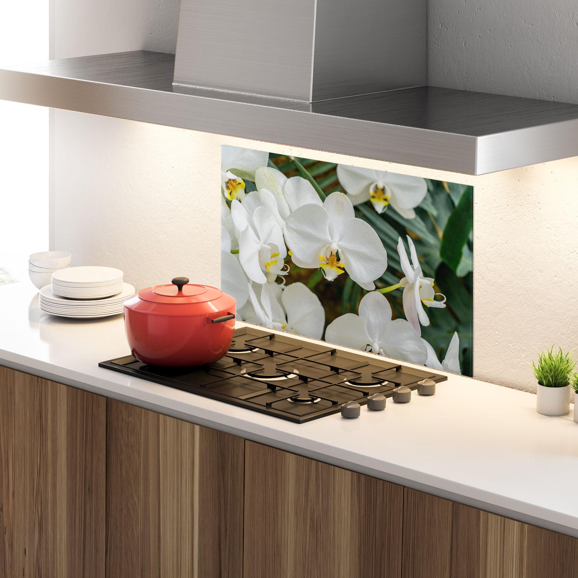Panou Sticla Bucatarie Orchids In Nature mockup 4