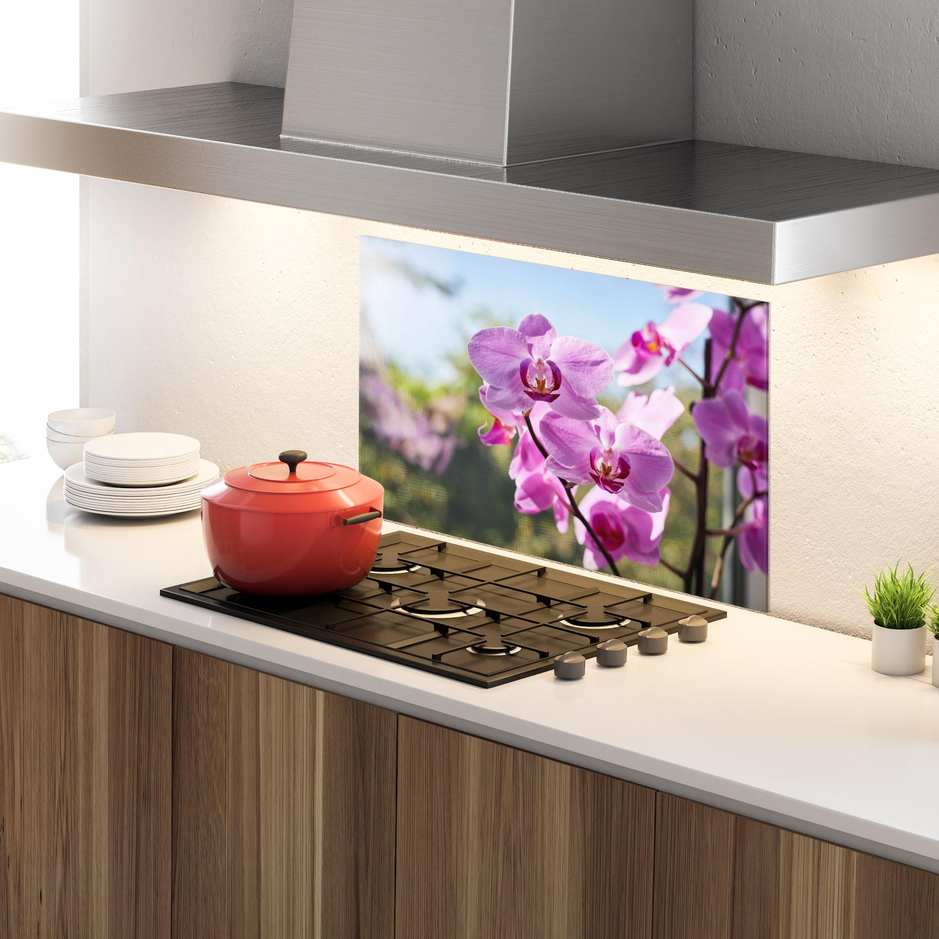 Panou Sticla Bucatarie Orchids In The Garden mockup 4