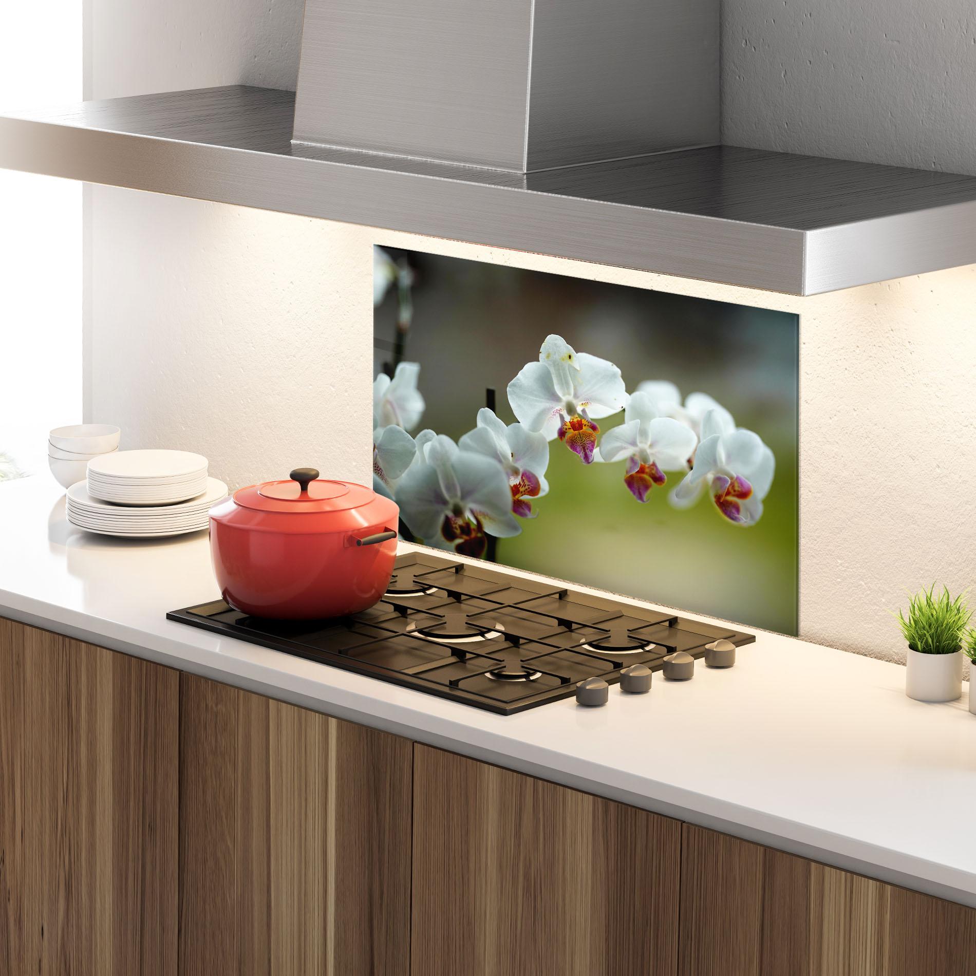 Panou Sticla Bucatarie Pretty Orchid In Nature mockup 4