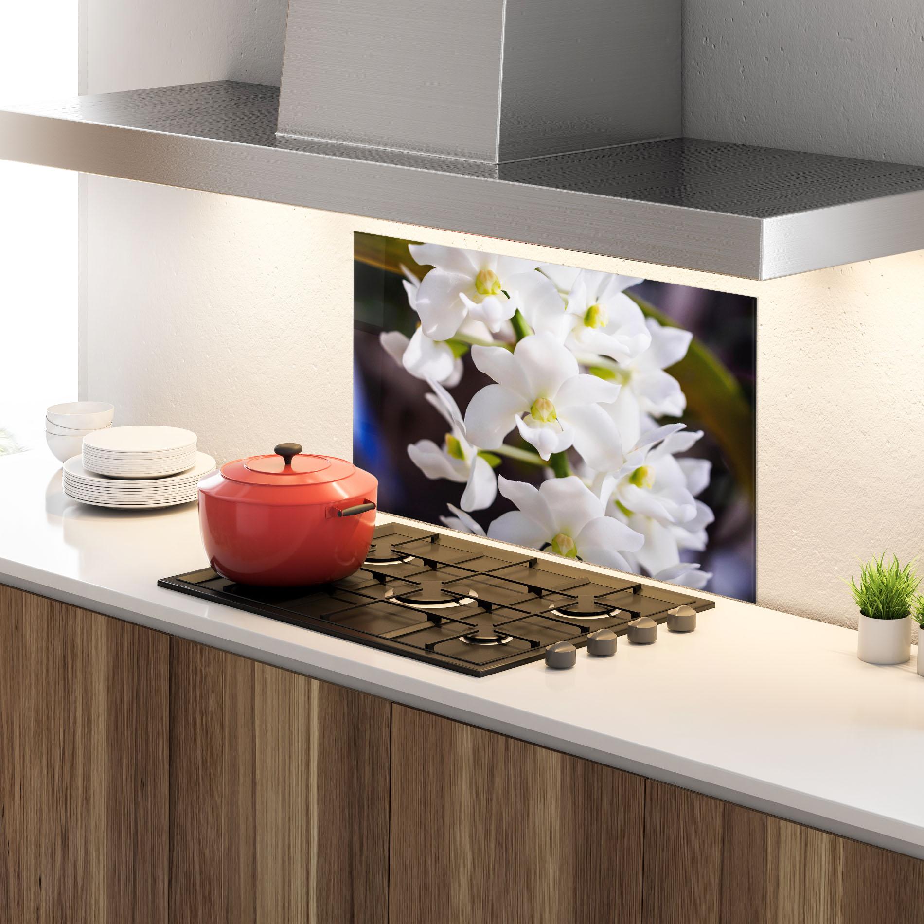 Panou Sticla Bucatarie Small White Orchids mockup 4