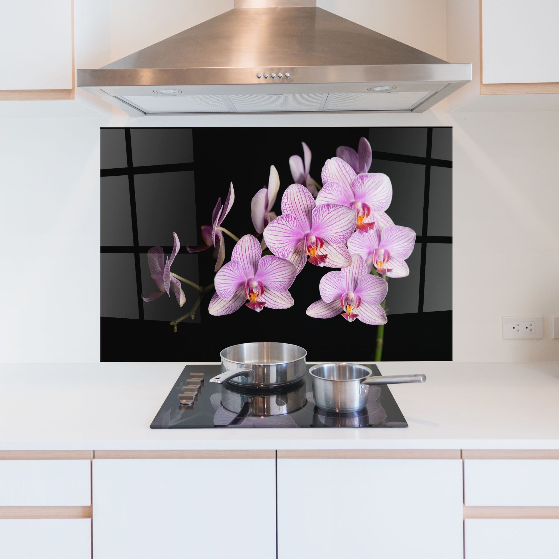 Beautiful Orchids On Black mockup 5