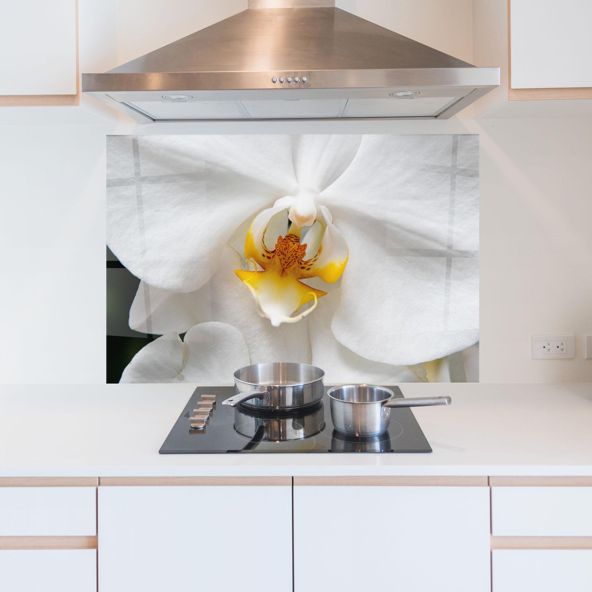 Panou Sticla Bucatarie Big Orchid Close Up mockup 5