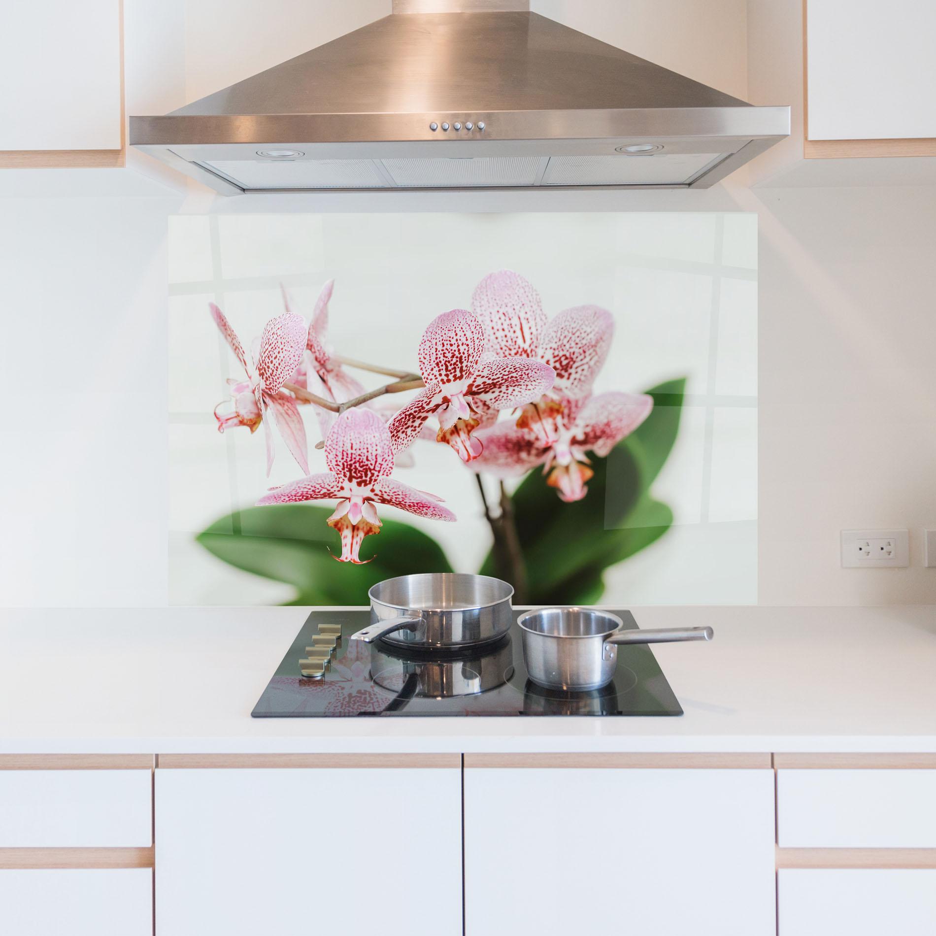 Panou Sticla Bucatarie Green Orchids mockup 5