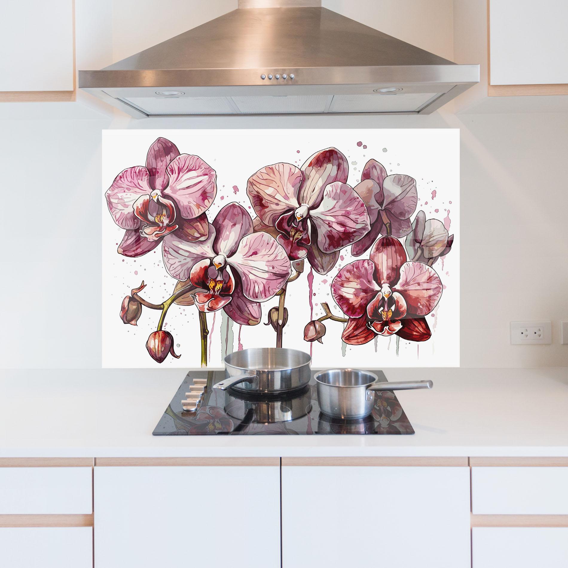 Panou Sticla Bucatarie Orchid Art mockup 5