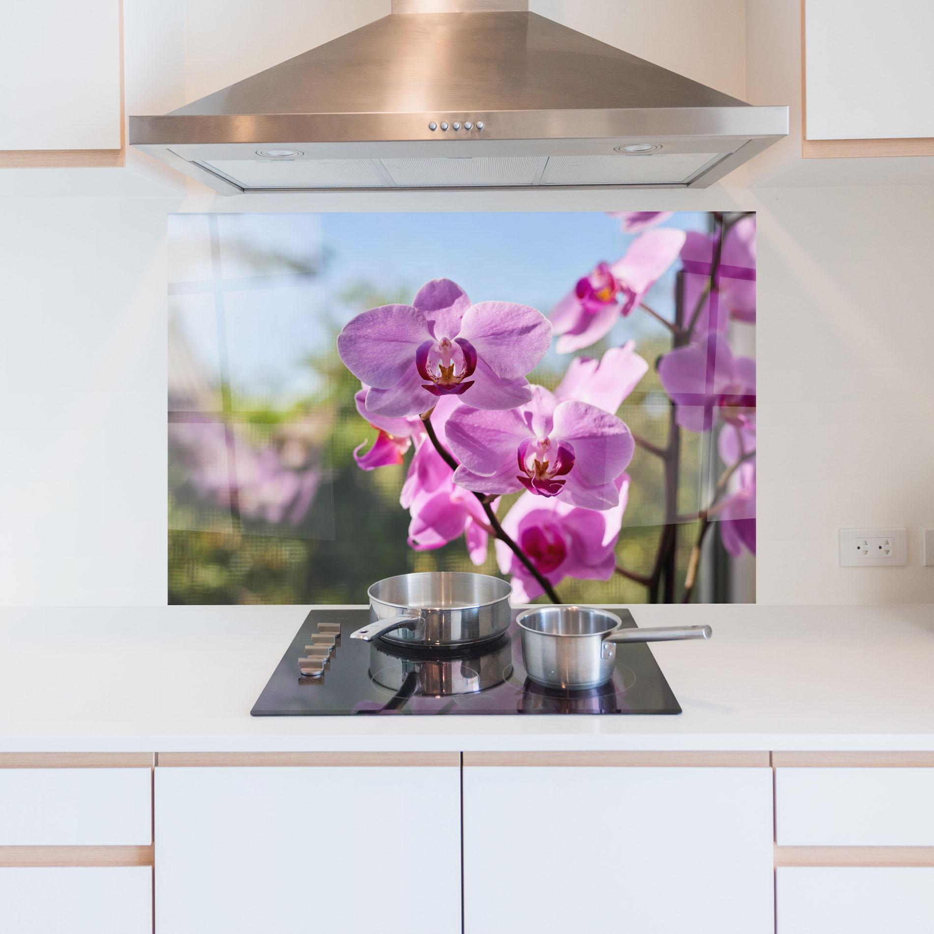 Panou Sticla Bucatarie Orchids In The Garden mockup 5