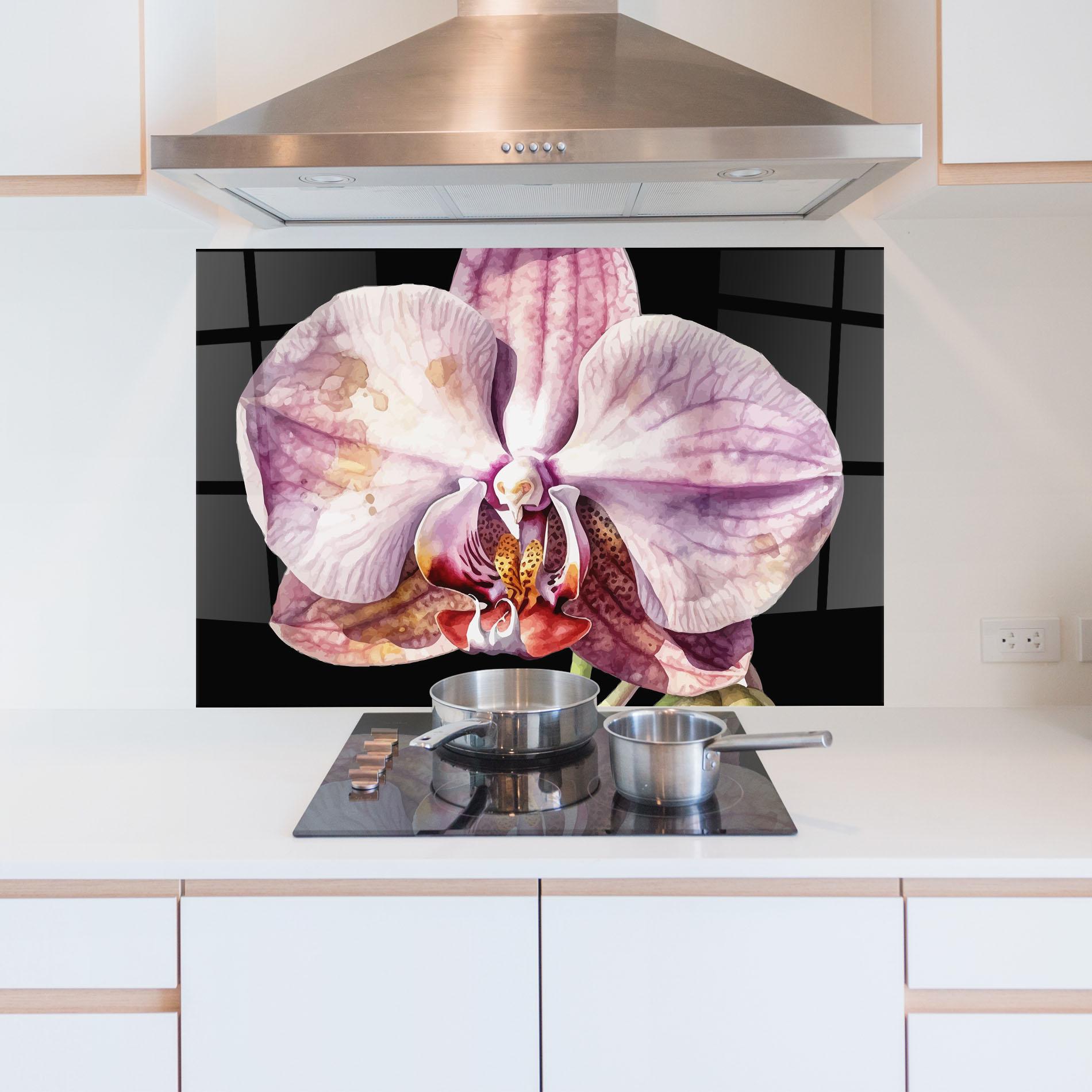 Panou Sticla Bucatarie Painted Orchid mockup 5