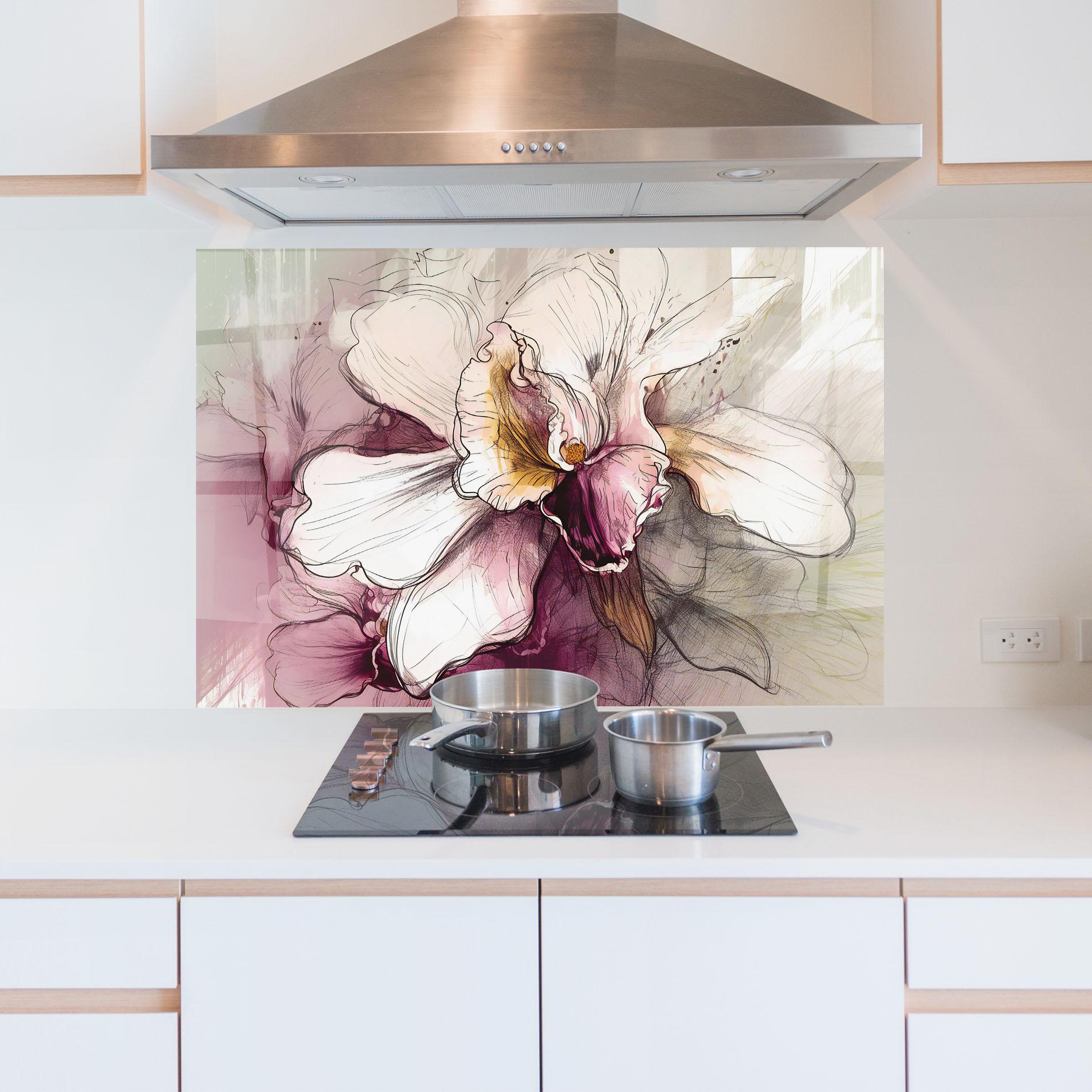 Panou Sticla Bucatarie Painted Purple Orchid mockup 5
