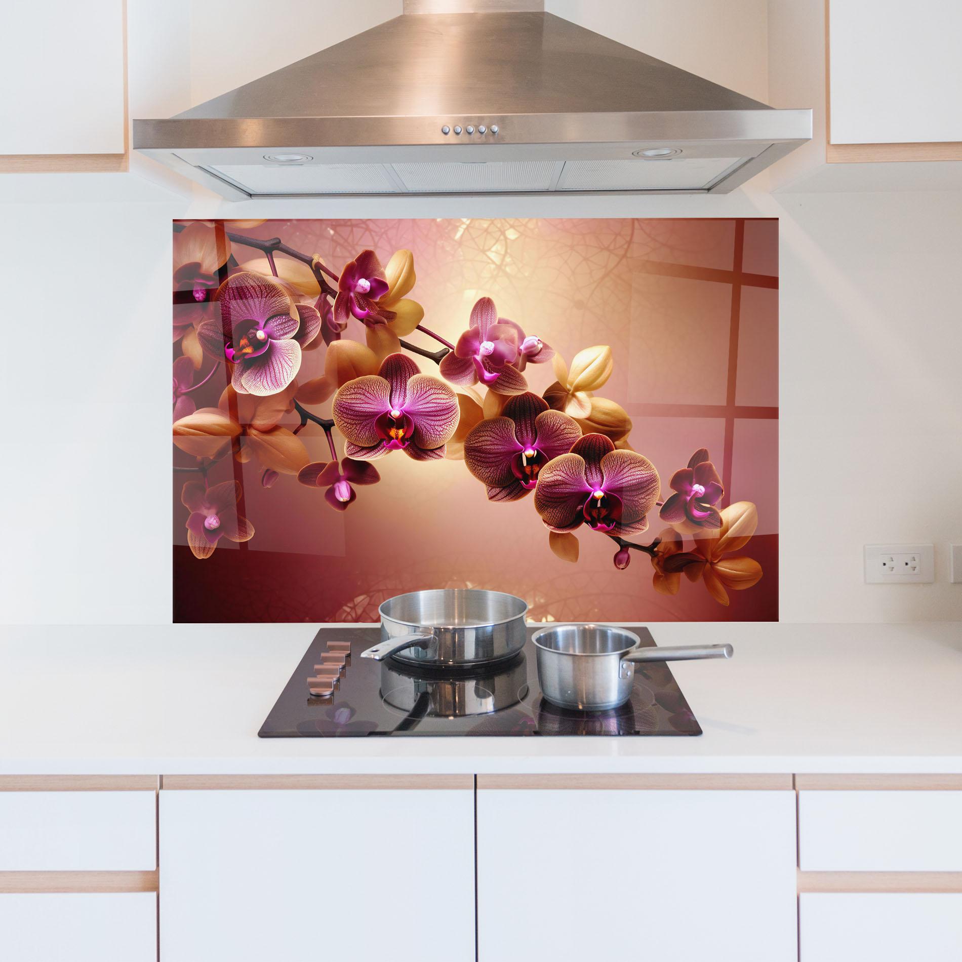 Panou Sticla Bucatarie Purple Cream Orchid mockup 5