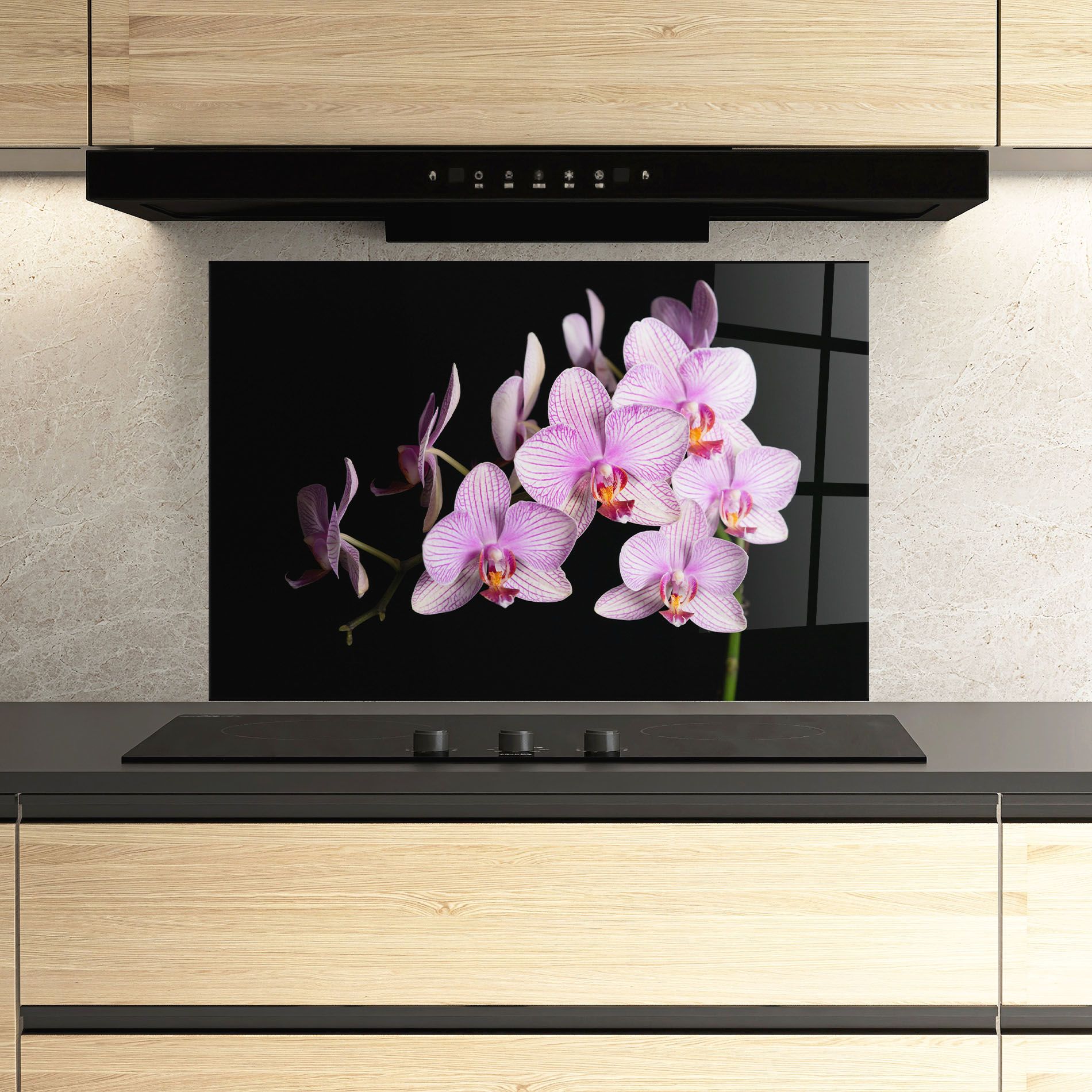 Beautiful Orchids On Black mockup 3