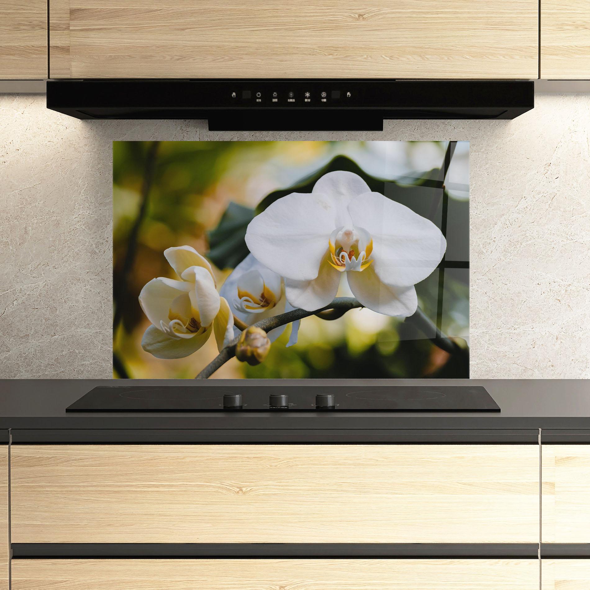 Panou Sticla Bucatarie Cream Orchid In Nature mockup 3