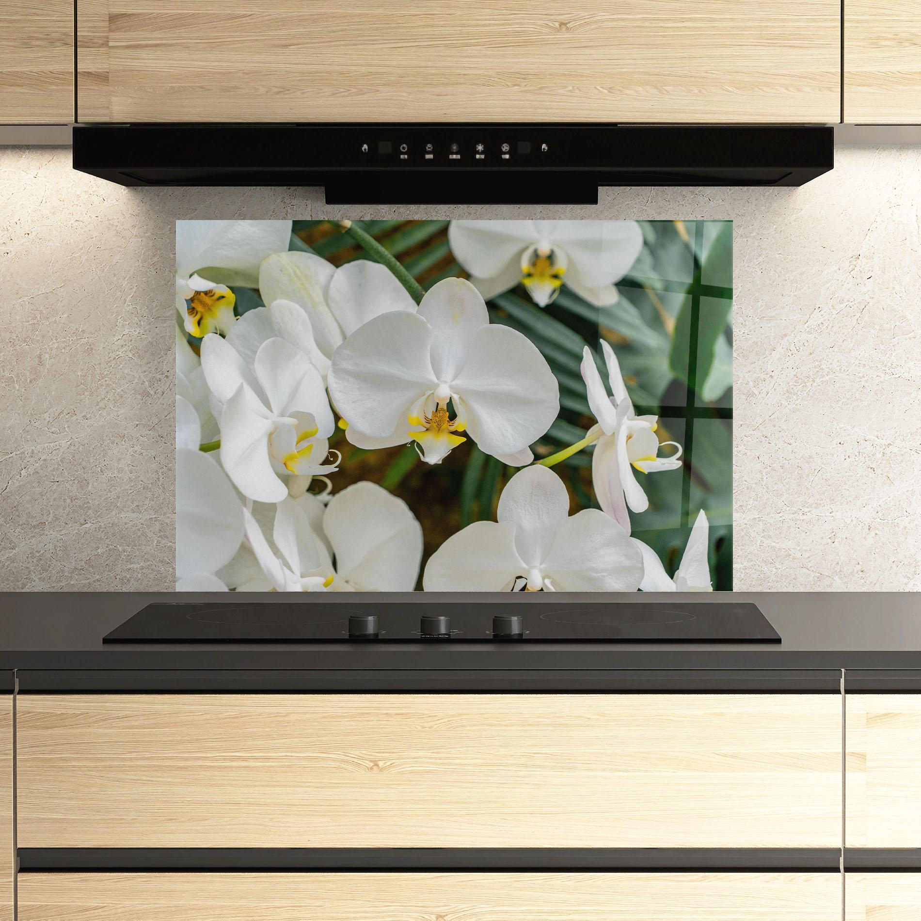 Panou Sticla Bucatarie Orchids In Nature mockup 3