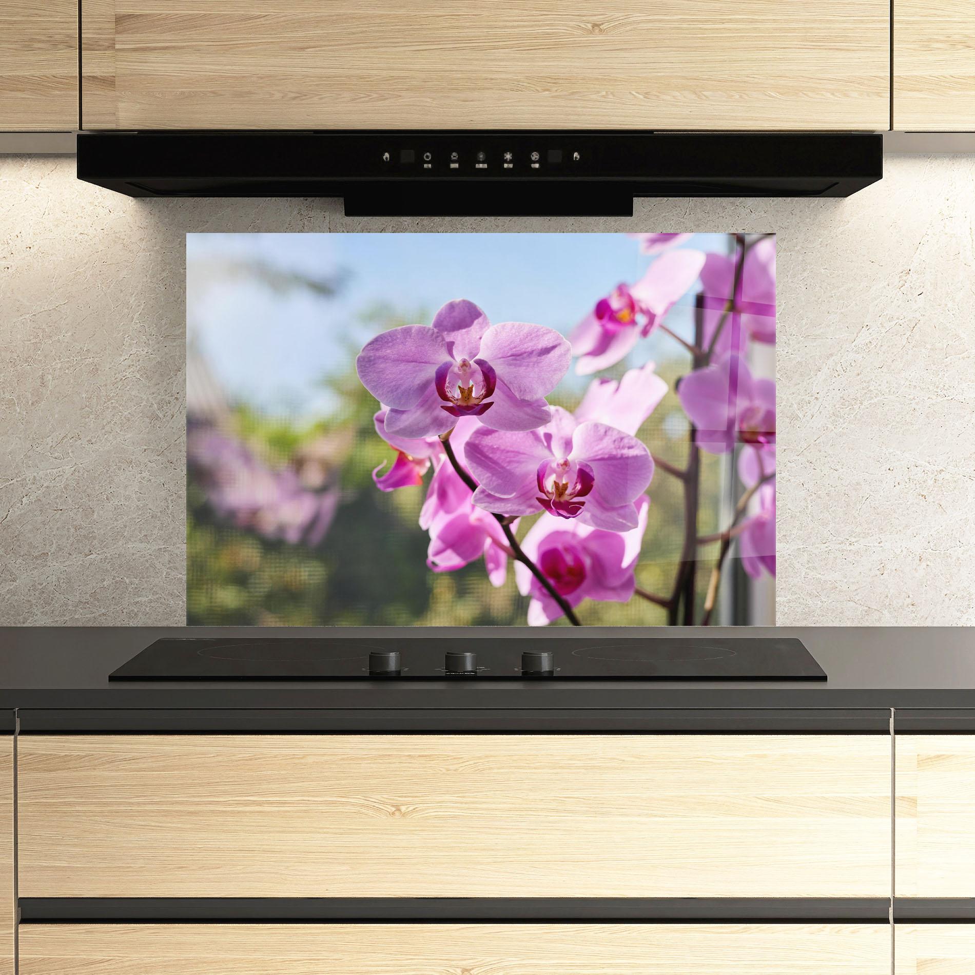 Panou Sticla Bucatarie Orchids In The Garden mockup 3