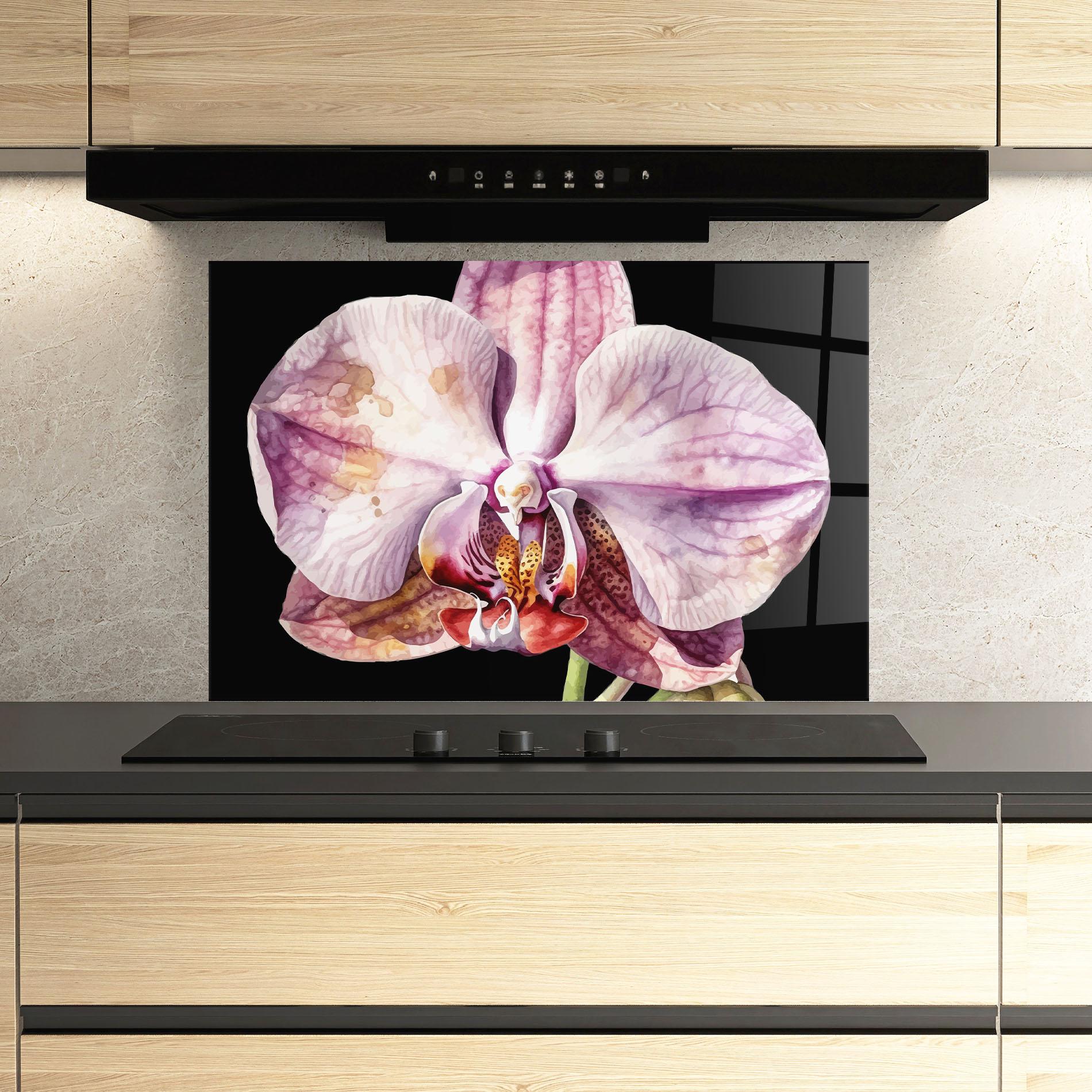 Panou Sticla Bucatarie Painted Orchid mockup 3