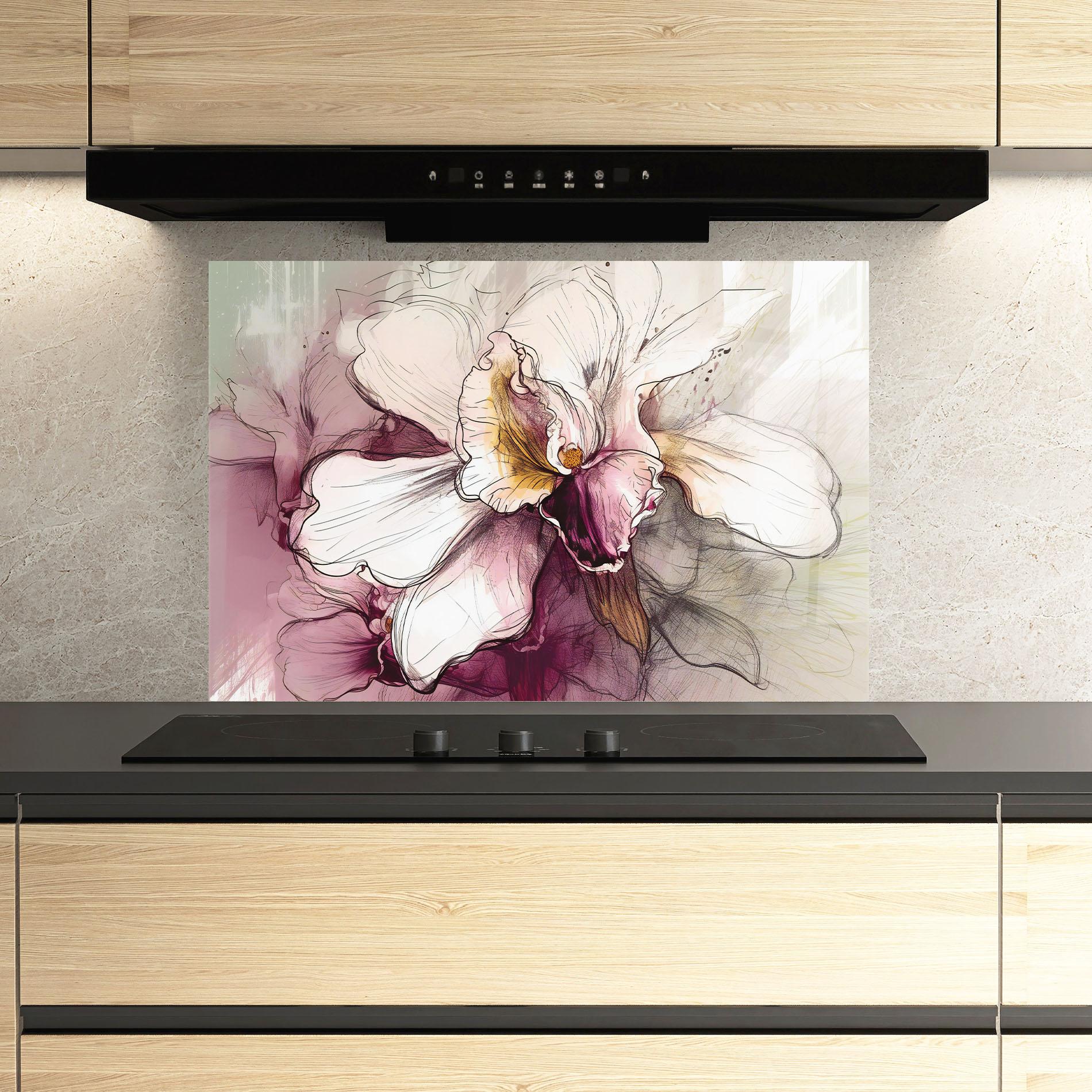 Panou Sticla Bucatarie Painted Purple Orchid mockup 3