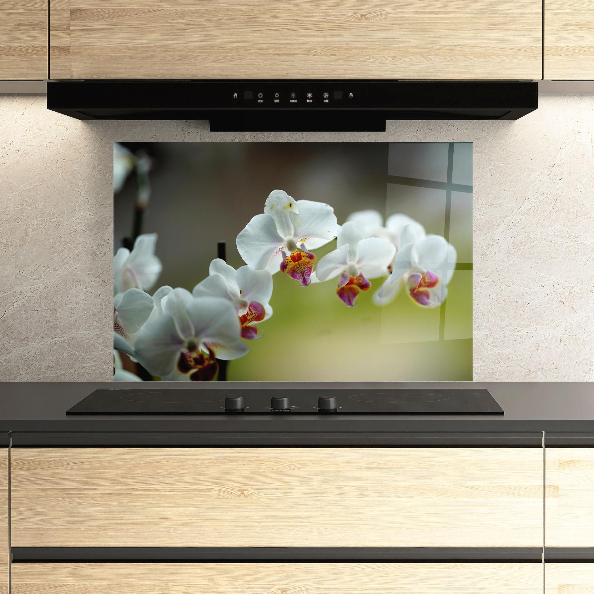 Panou Sticla Bucatarie Pretty Orchid In Nature mockup 3