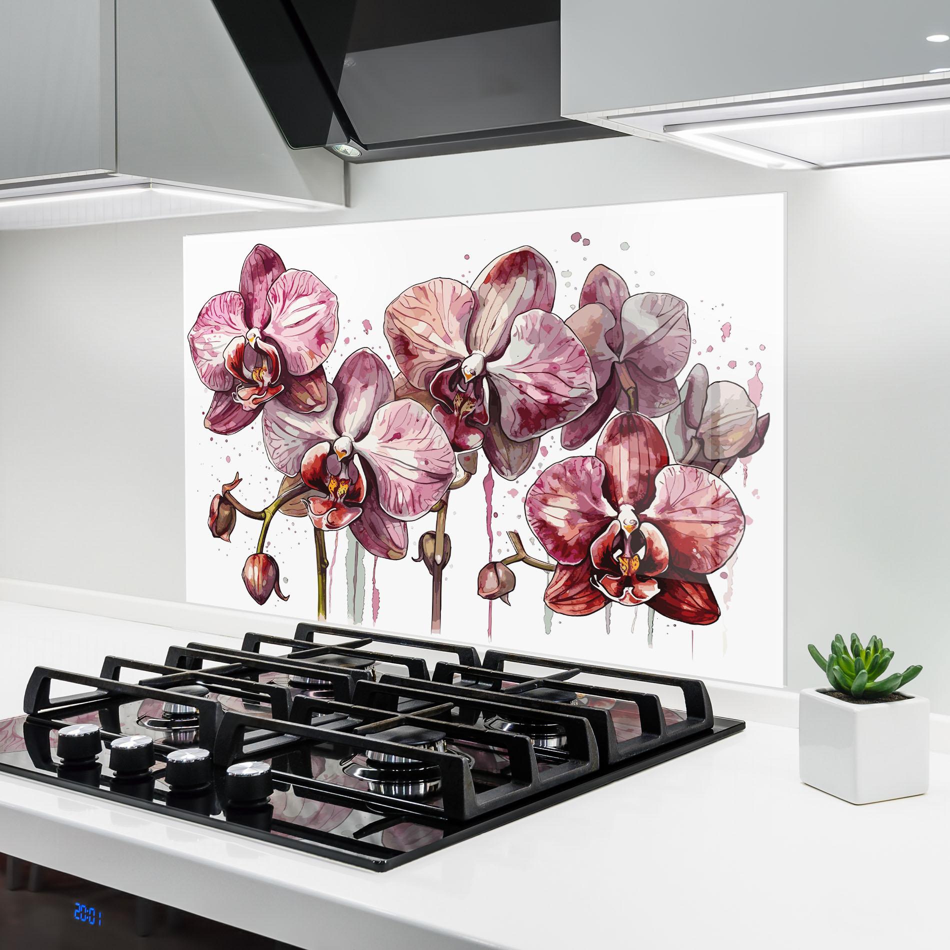 Panou Sticla Bucatarie Orchid Art mockup 6