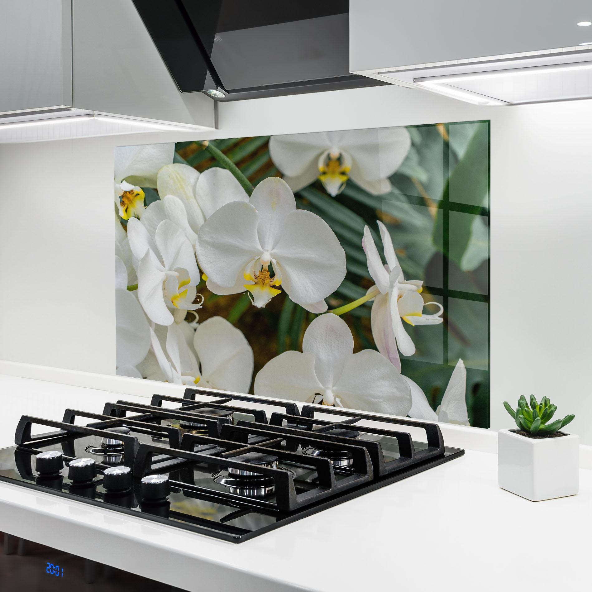 Panou Sticla Bucatarie Orchids In Nature mockup 6