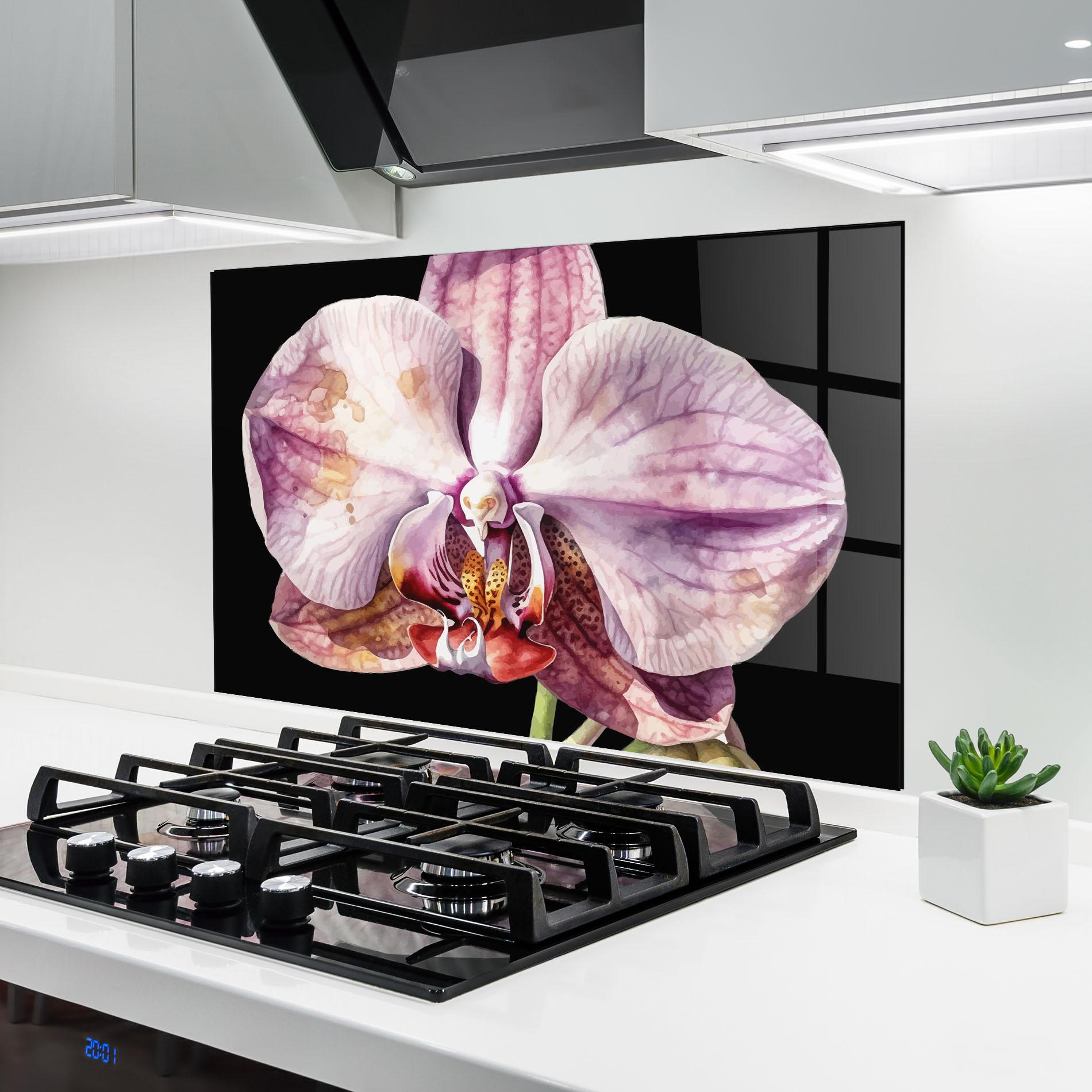 Panou Sticla Bucatarie Painted Orchid mockup 6