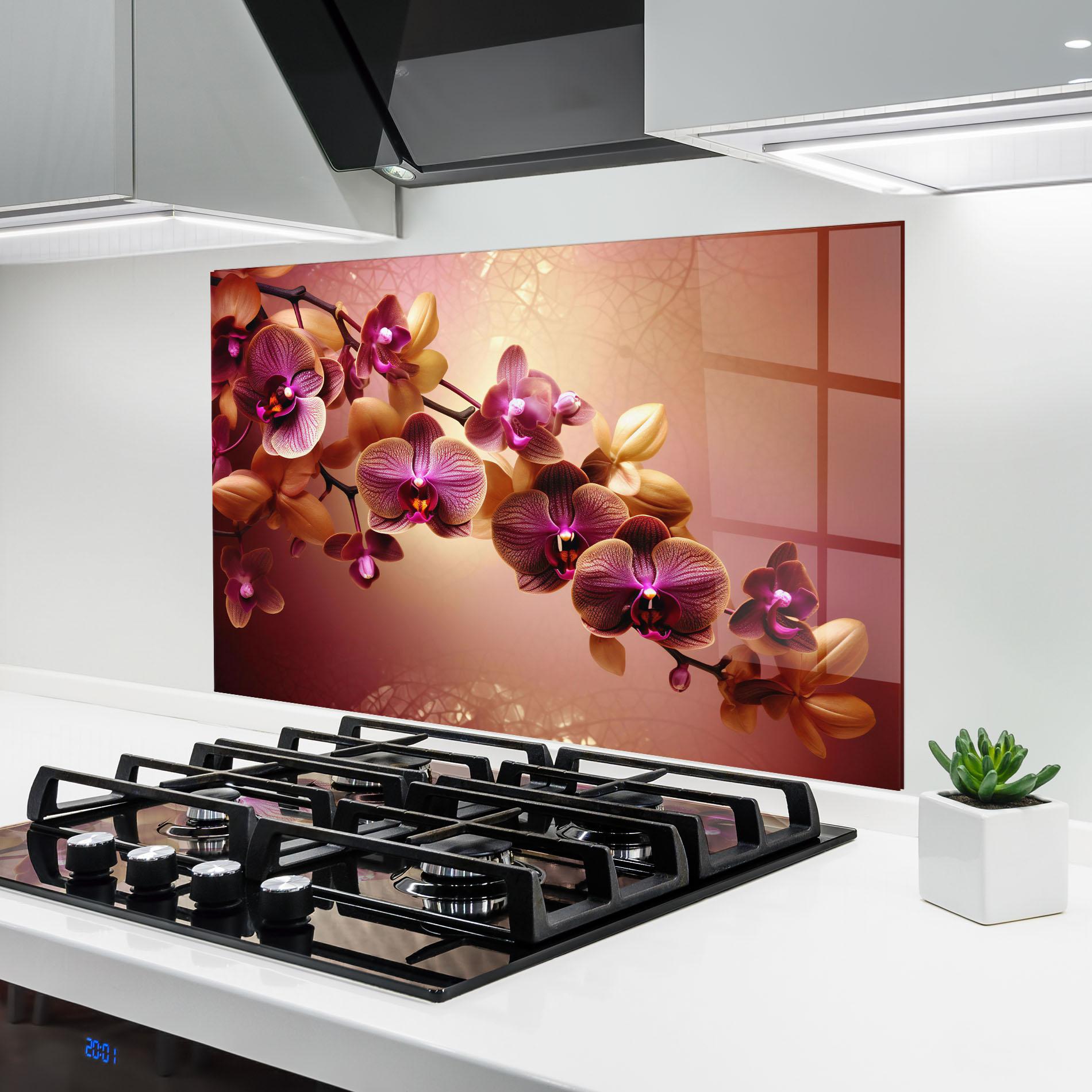 Panou Sticla Bucatarie Purple Cream Orchid mockup 6