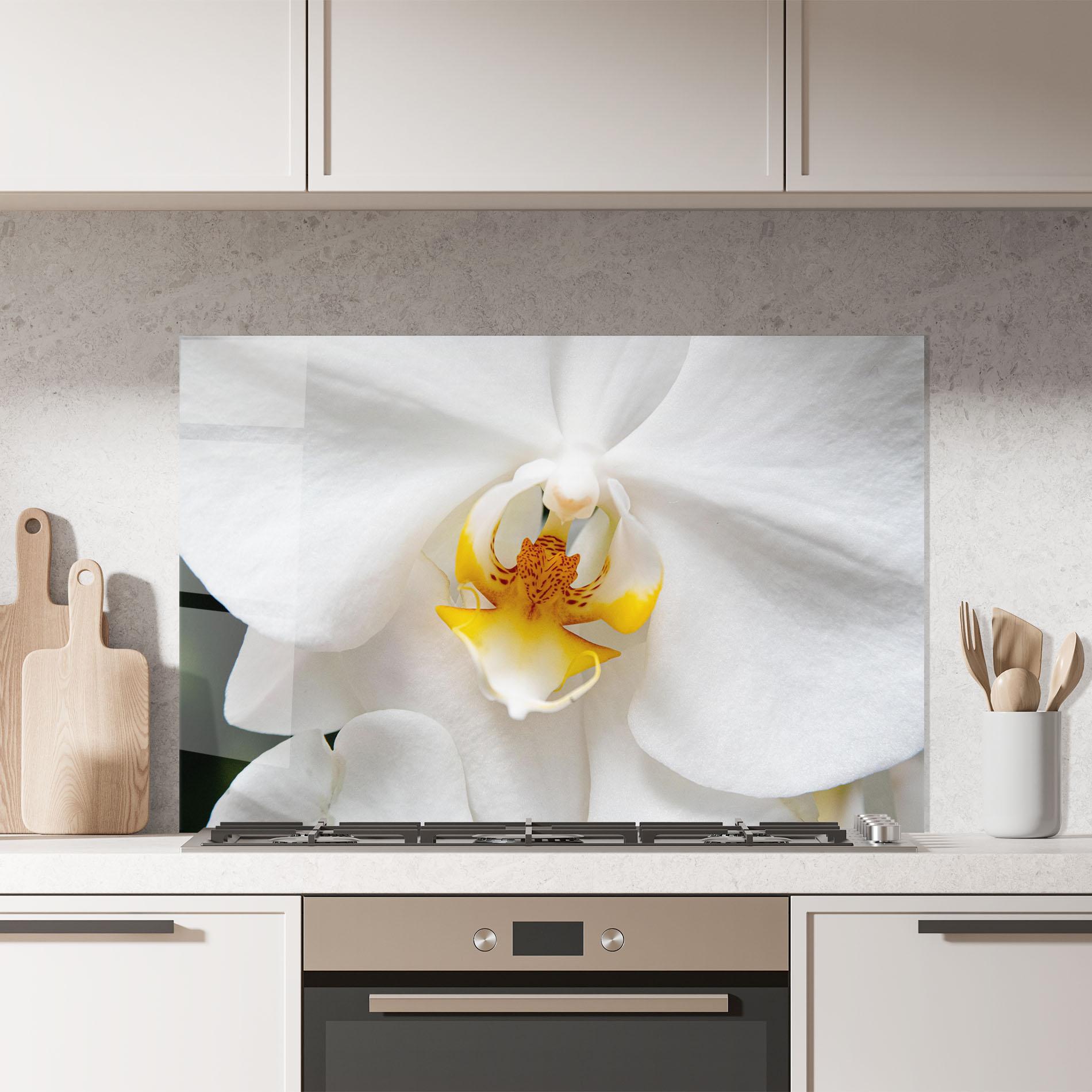 Panou Sticla Bucatarie Big Orchid Close Up mockup 7