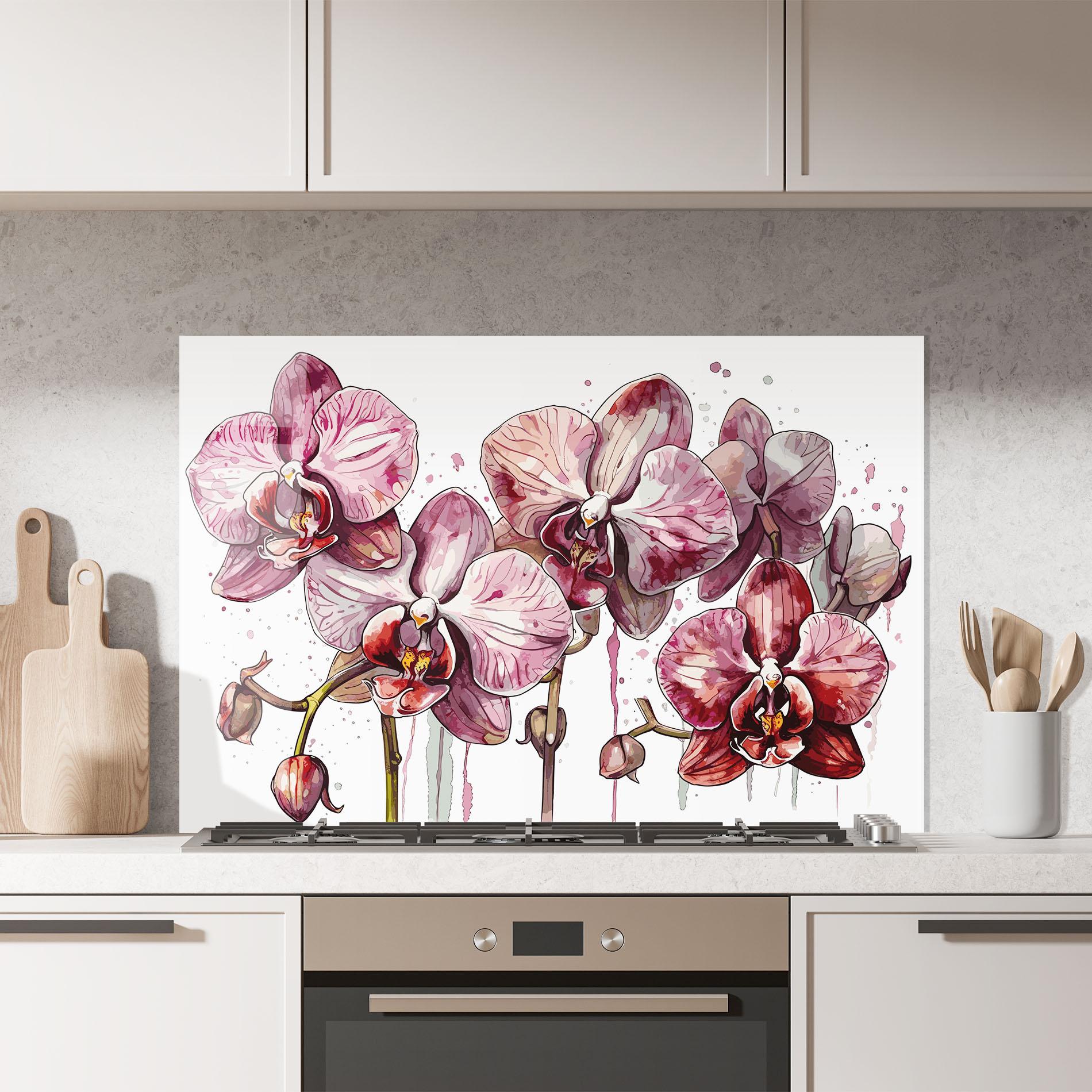 Panou Sticla Bucatarie Orchid Art mockup 7