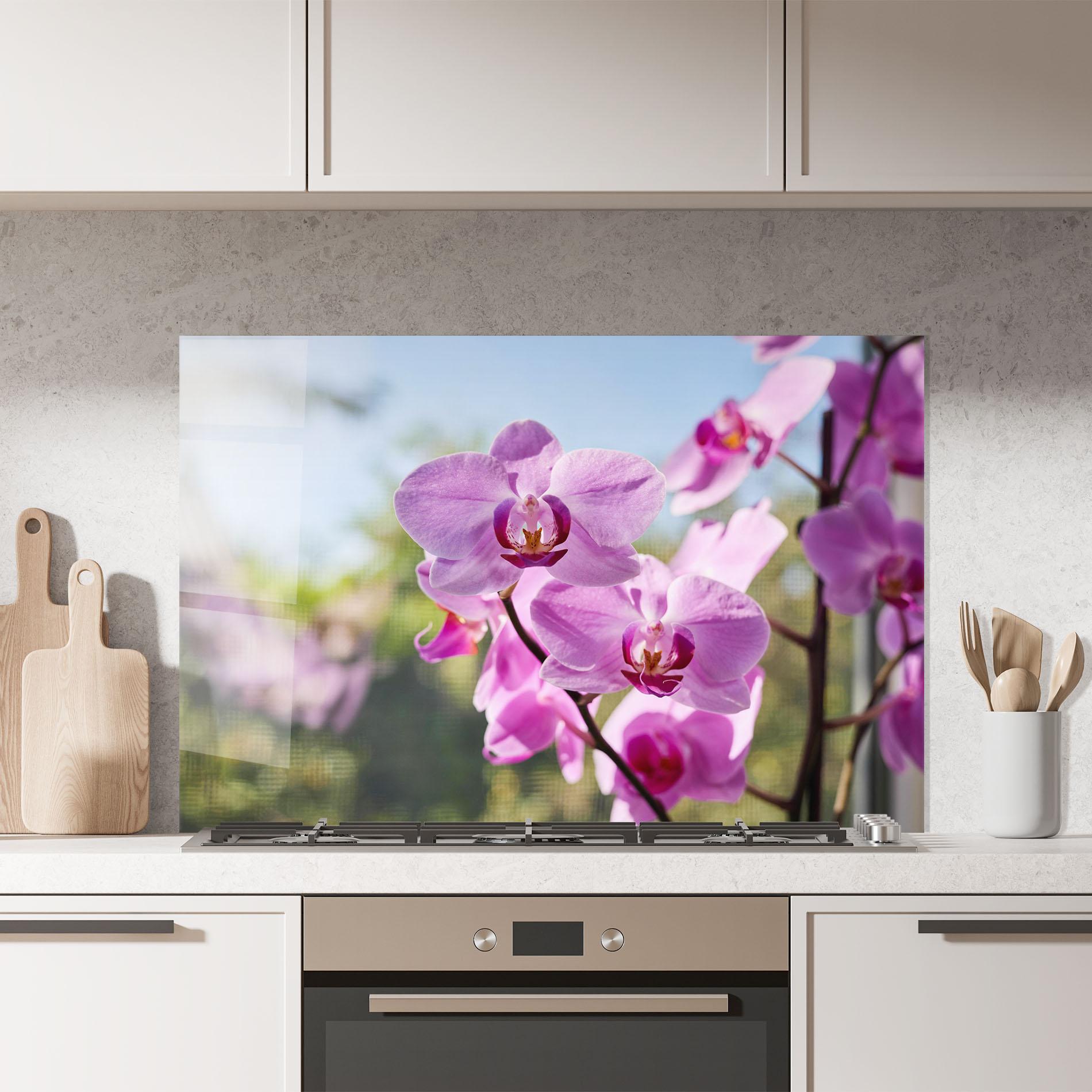 Panou Sticla Bucatarie Orchids In The Garden mockup 7