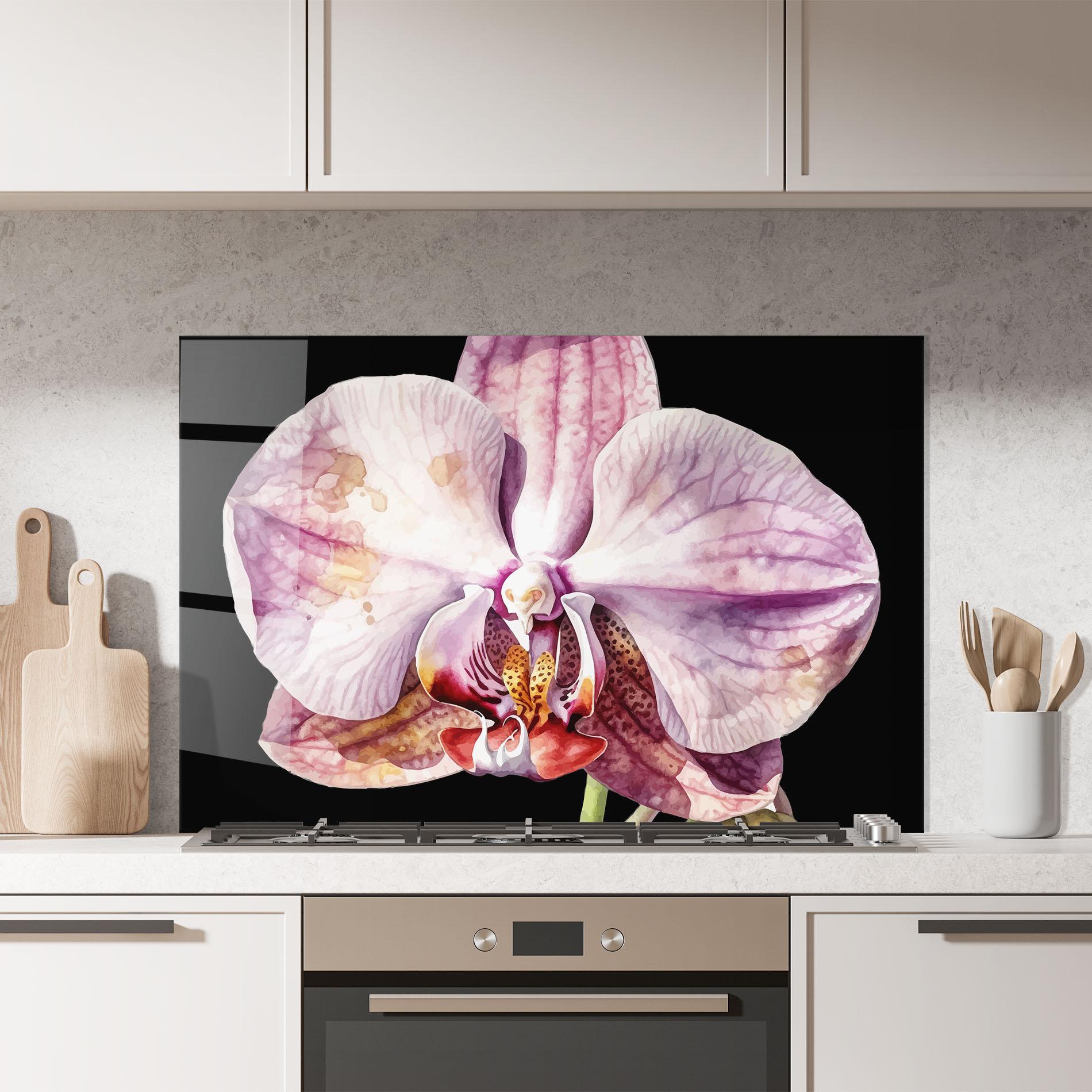 Panou Sticla Bucatarie Painted Orchid mockup 7