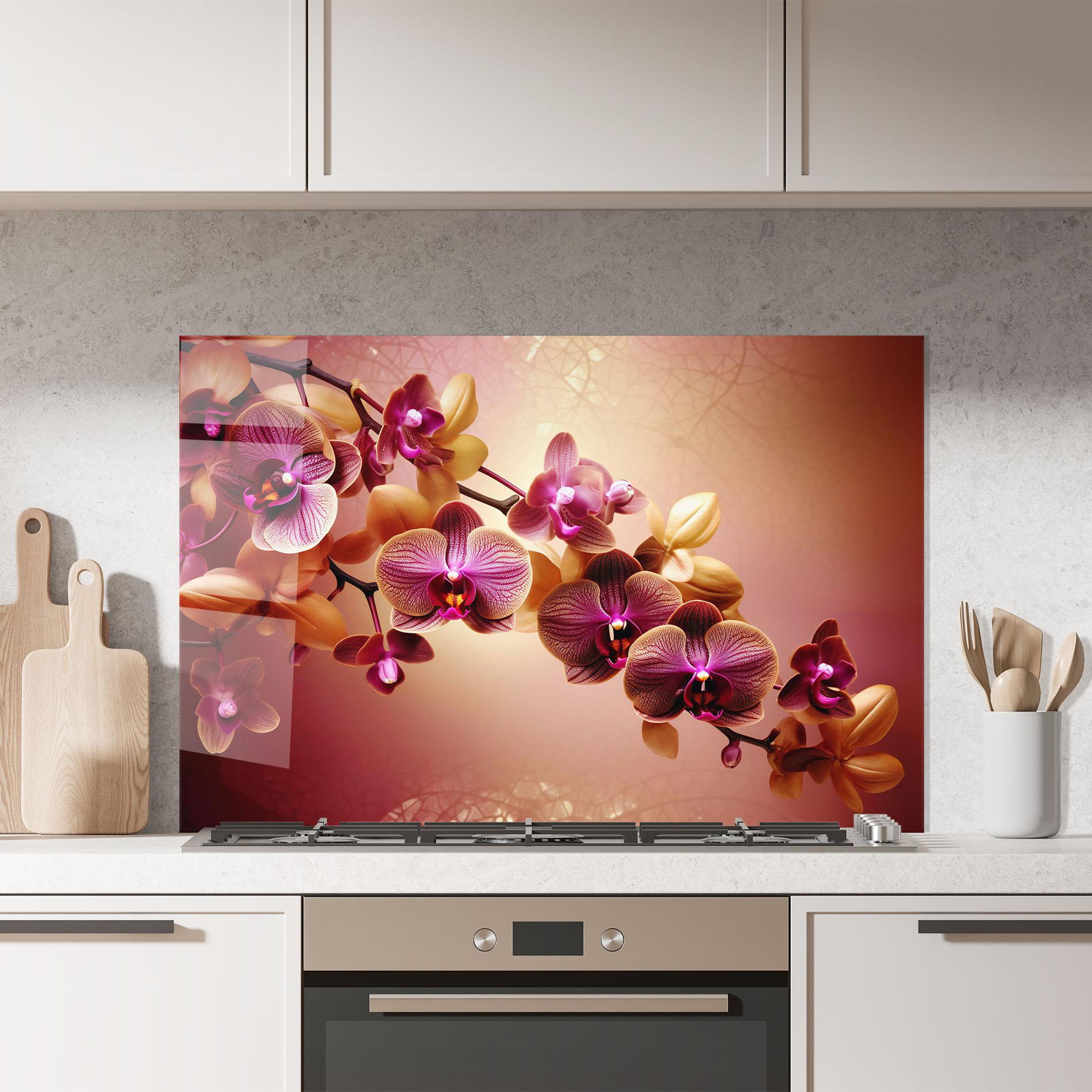 Panou Sticla Bucatarie Purple Cream Orchid mockup 7