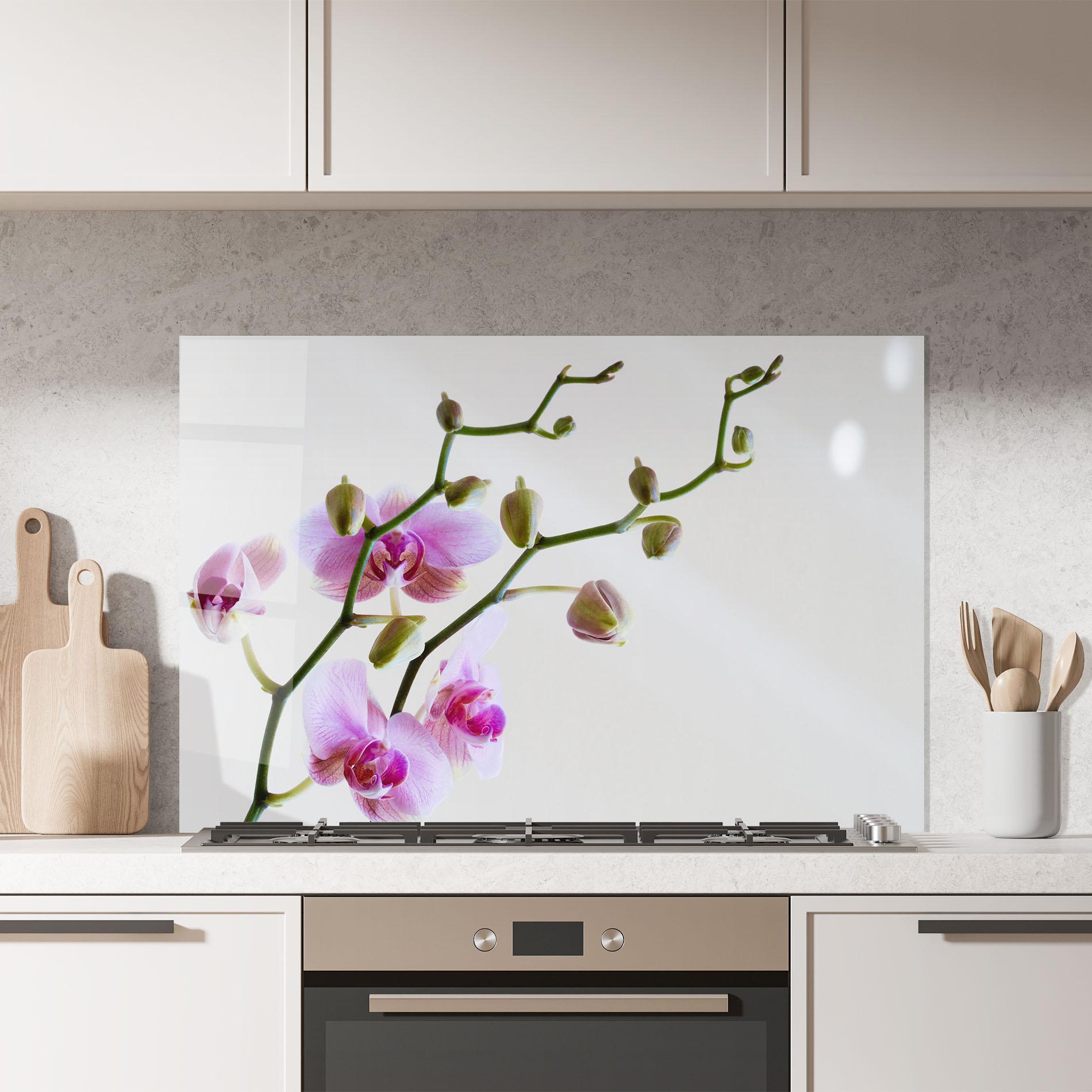 Panou Sticla Bucatarie Purple Orchid On Grey mockup 7