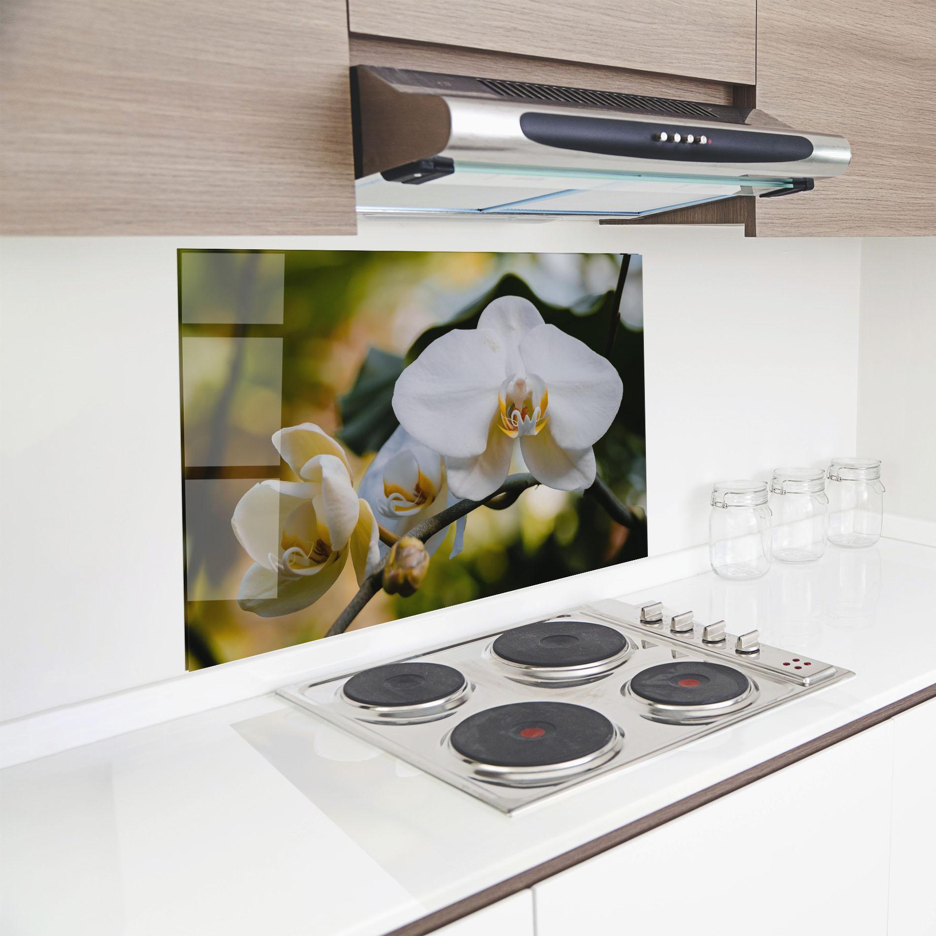 Panou Sticla Bucatarie Cream Orchid In Nature mockup 8