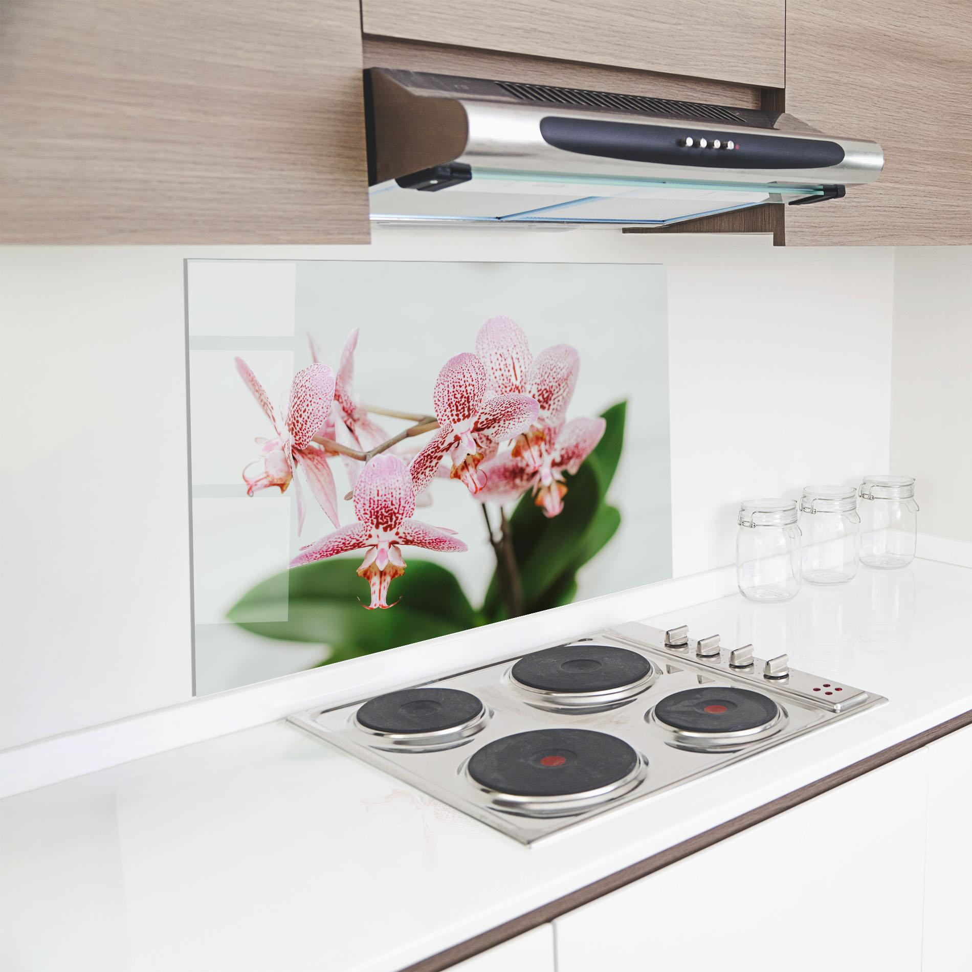 Panou Sticla Bucatarie Green Orchids mockup 8