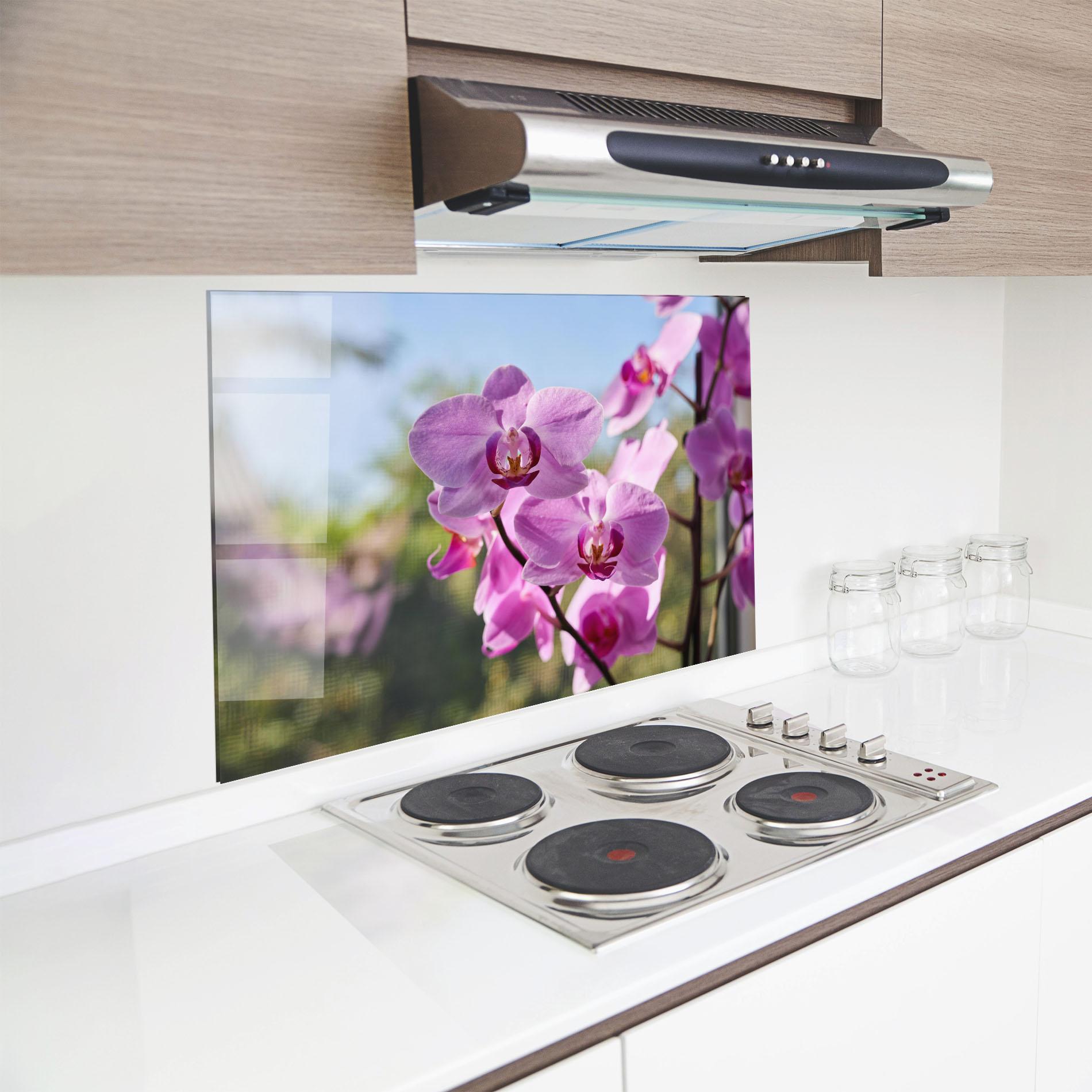 Panou Sticla Bucatarie Orchids In The Garden mockup 8