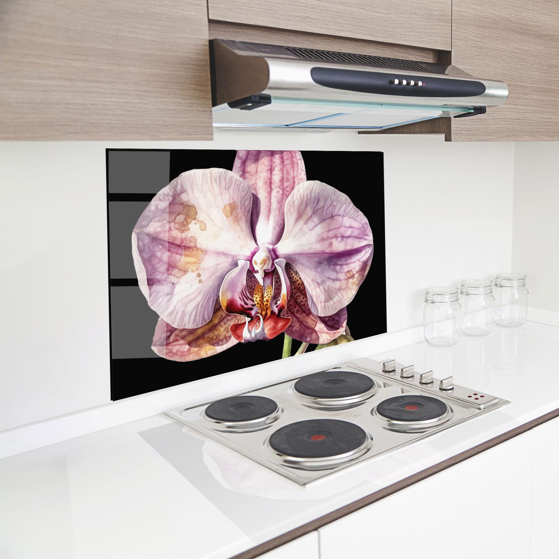 Panou Sticla Bucatarie Painted Orchid mockup 8