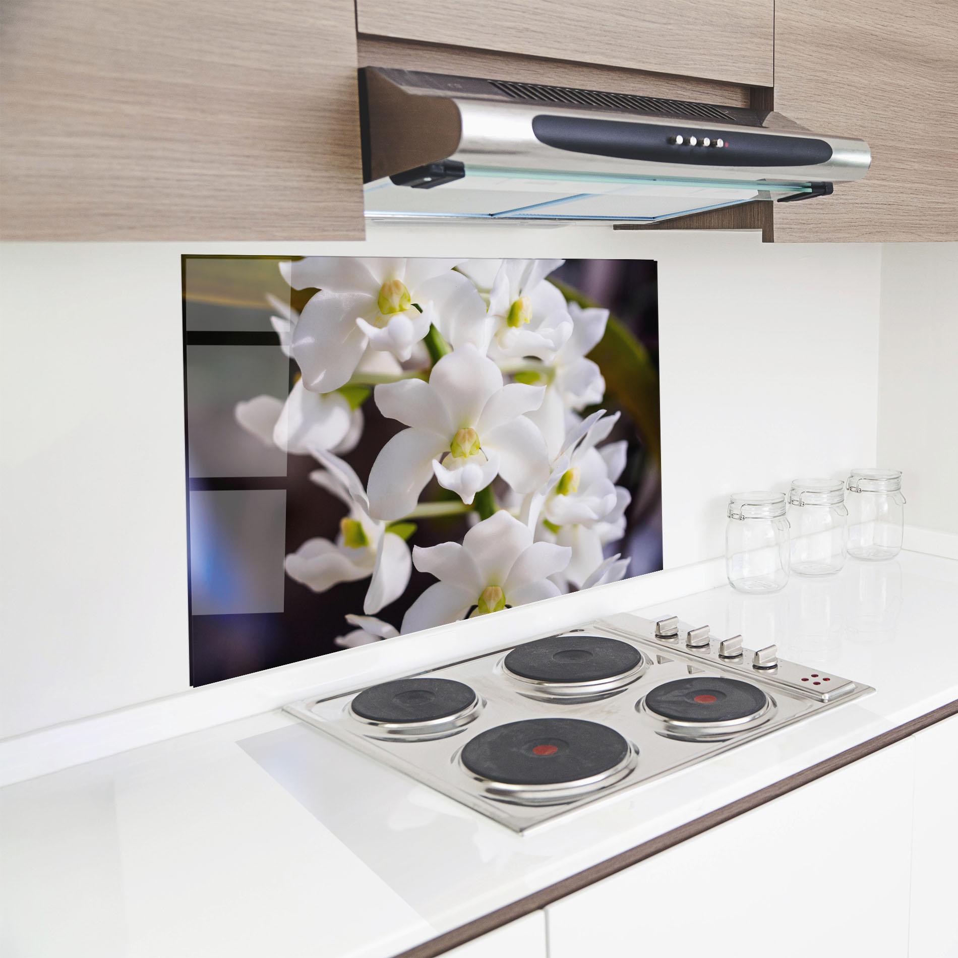 Panou Sticla Bucatarie Small White Orchids mockup 8