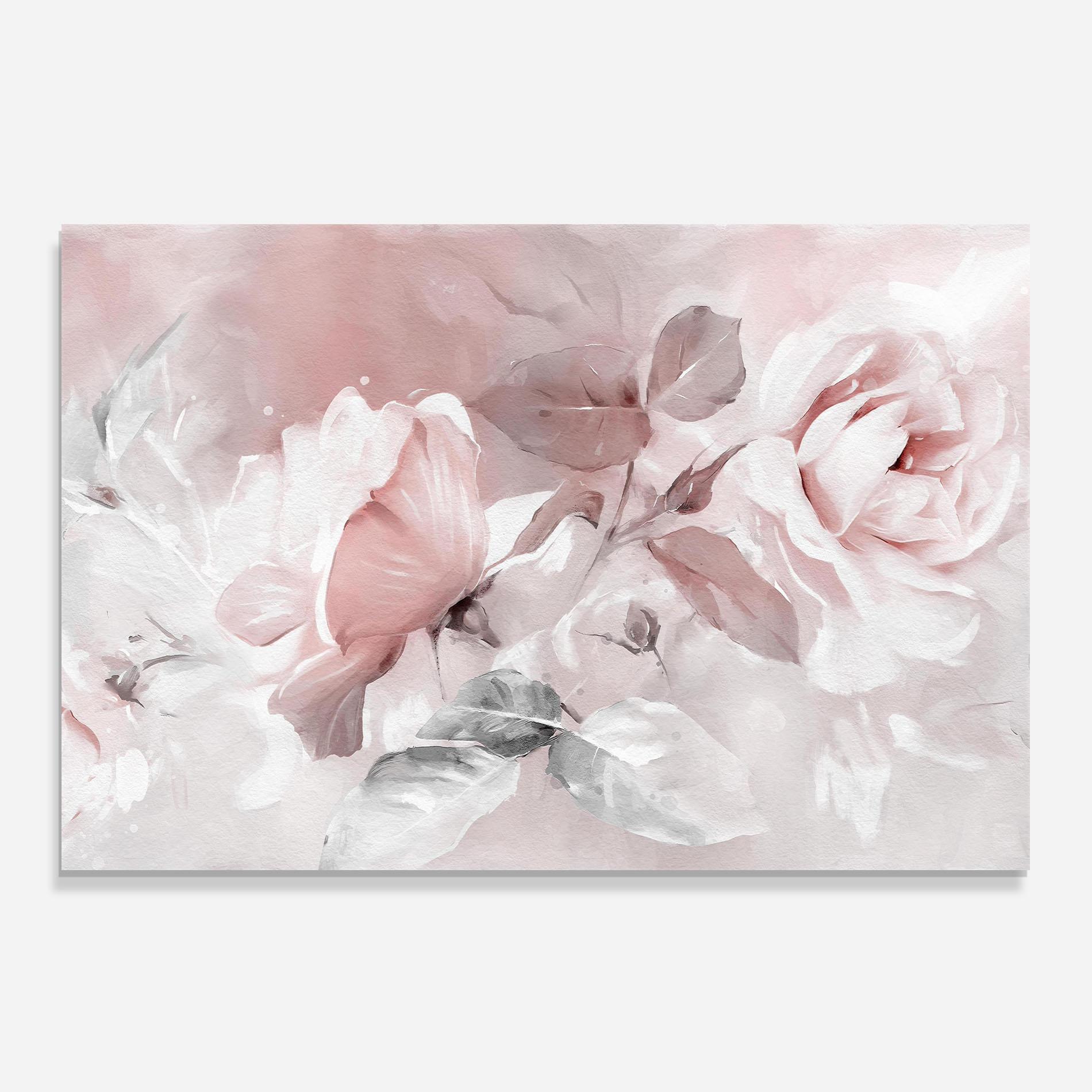 Panou Sticla Bucatarie Abstract Pink Flowers mockup 0