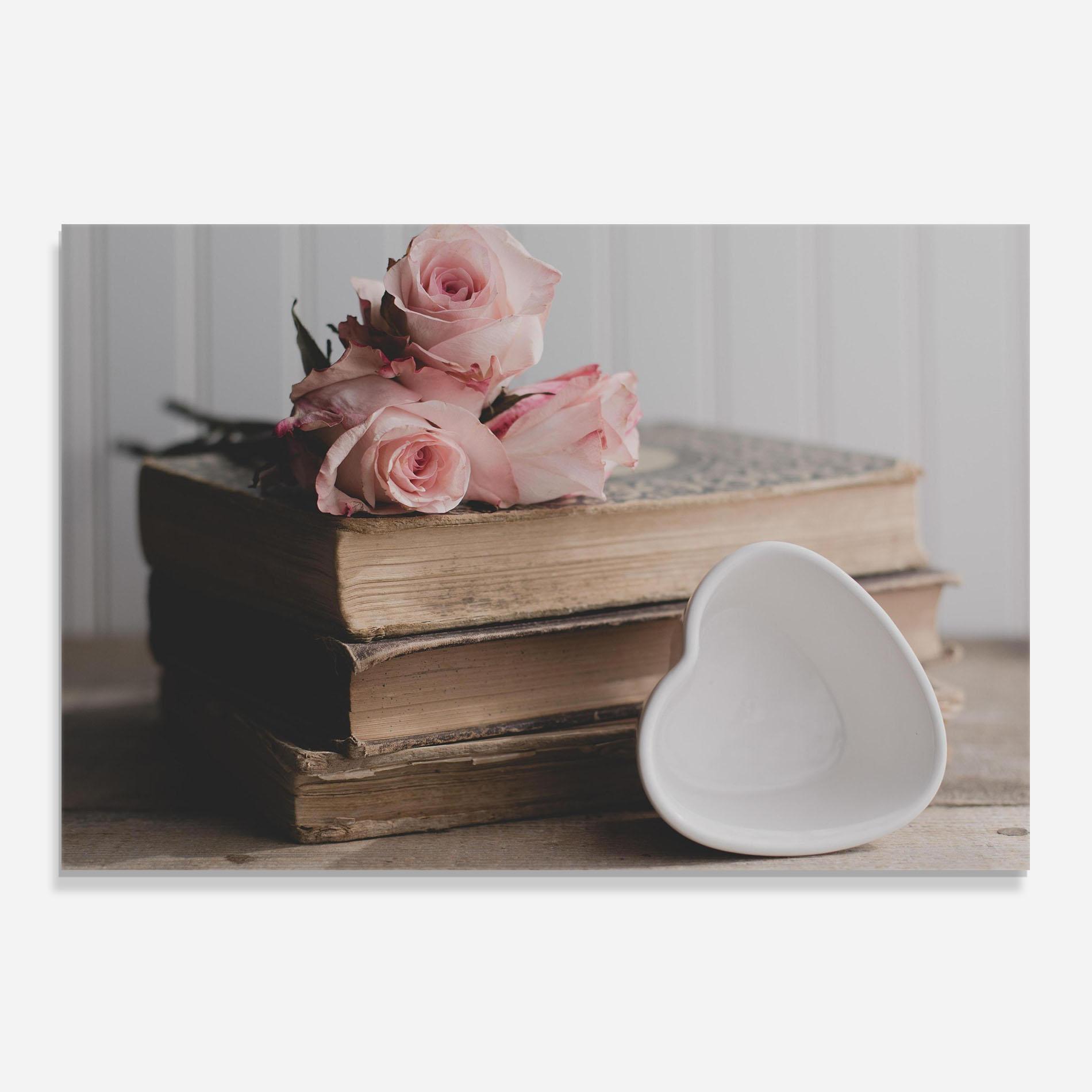 Panou Sticla Bucatarie Books With Roses mockup 0