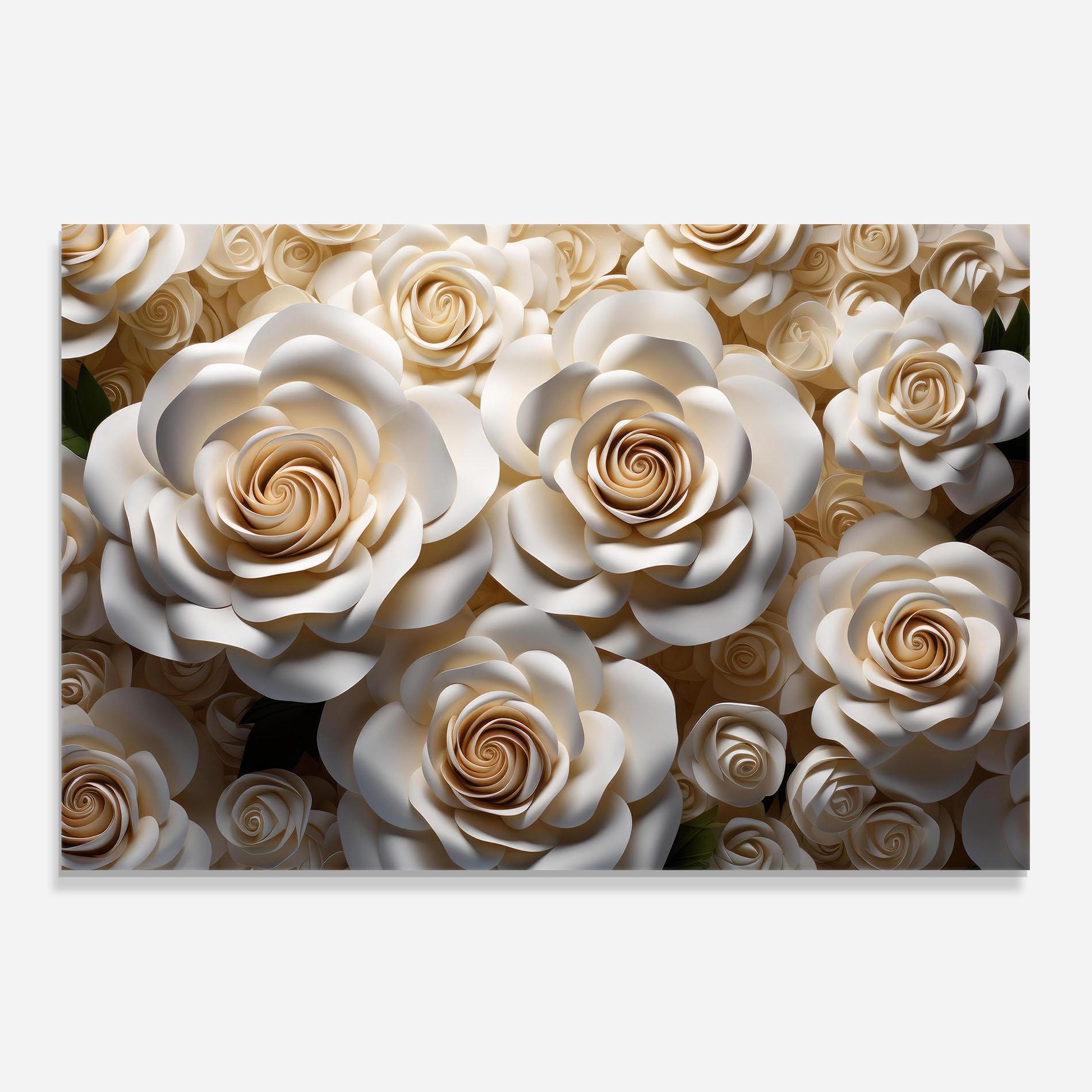 Panou Sticla Bucatarie Cream Roses Wall mockup 0